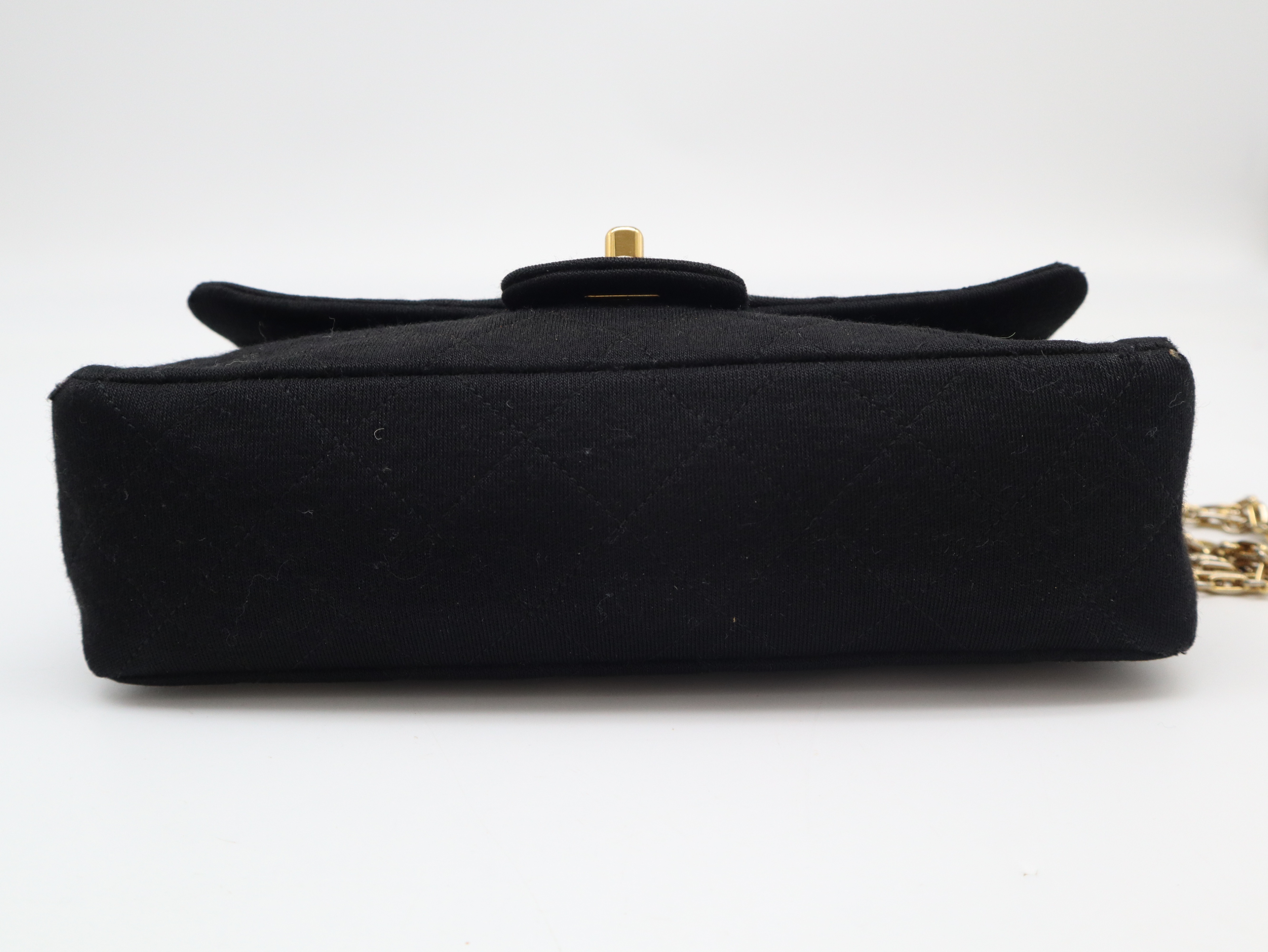 Cotton Jersey Matelassé 25 Double Flap Double Chain Gold Hardware Black Seal Card 1635184 Shoulder Bag — view 5