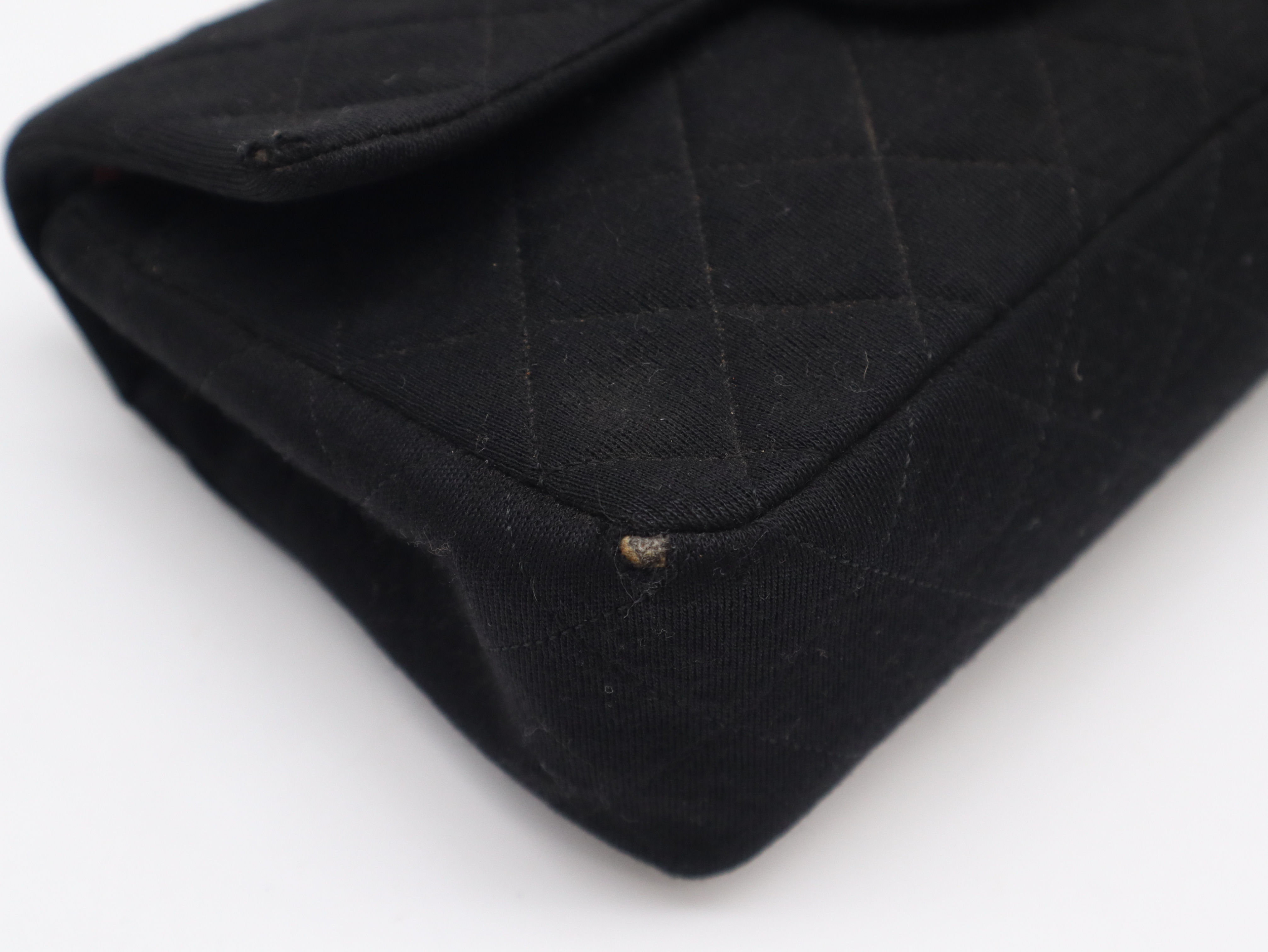 Cotton Jersey Matelassé 25 Double Flap Double Chain Gold Hardware Black Seal Card 1635184 Shoulder Bag — view 10