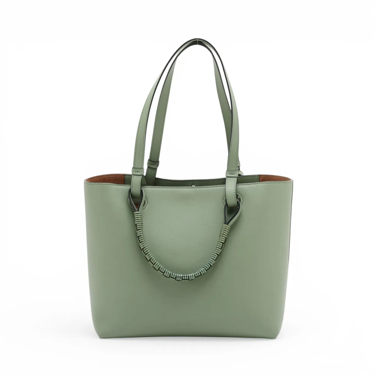 Anagram Leather 2-Way Tote Bag, Green — view 2