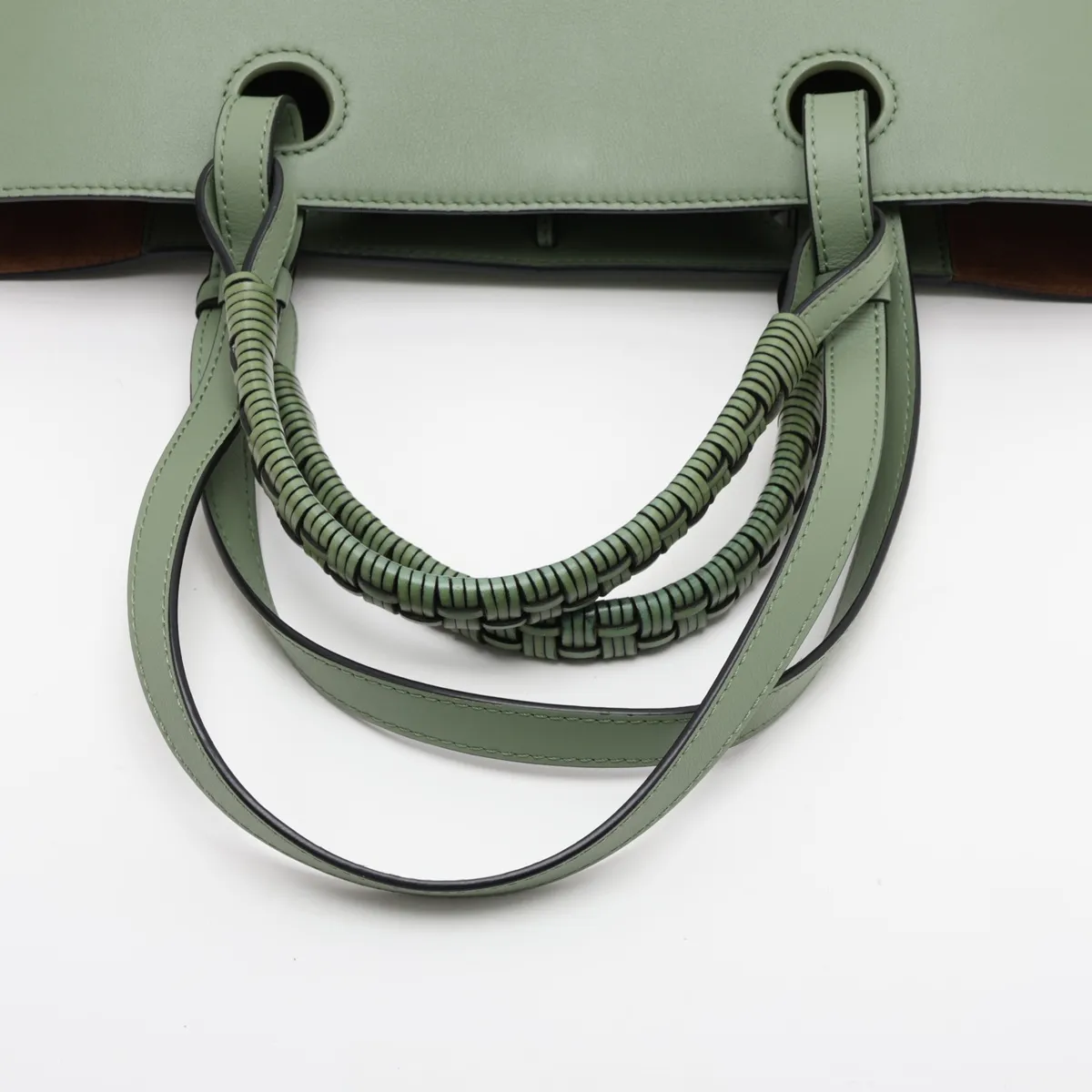 Anagram Leather 2-Way Tote Bag, Green — view 5