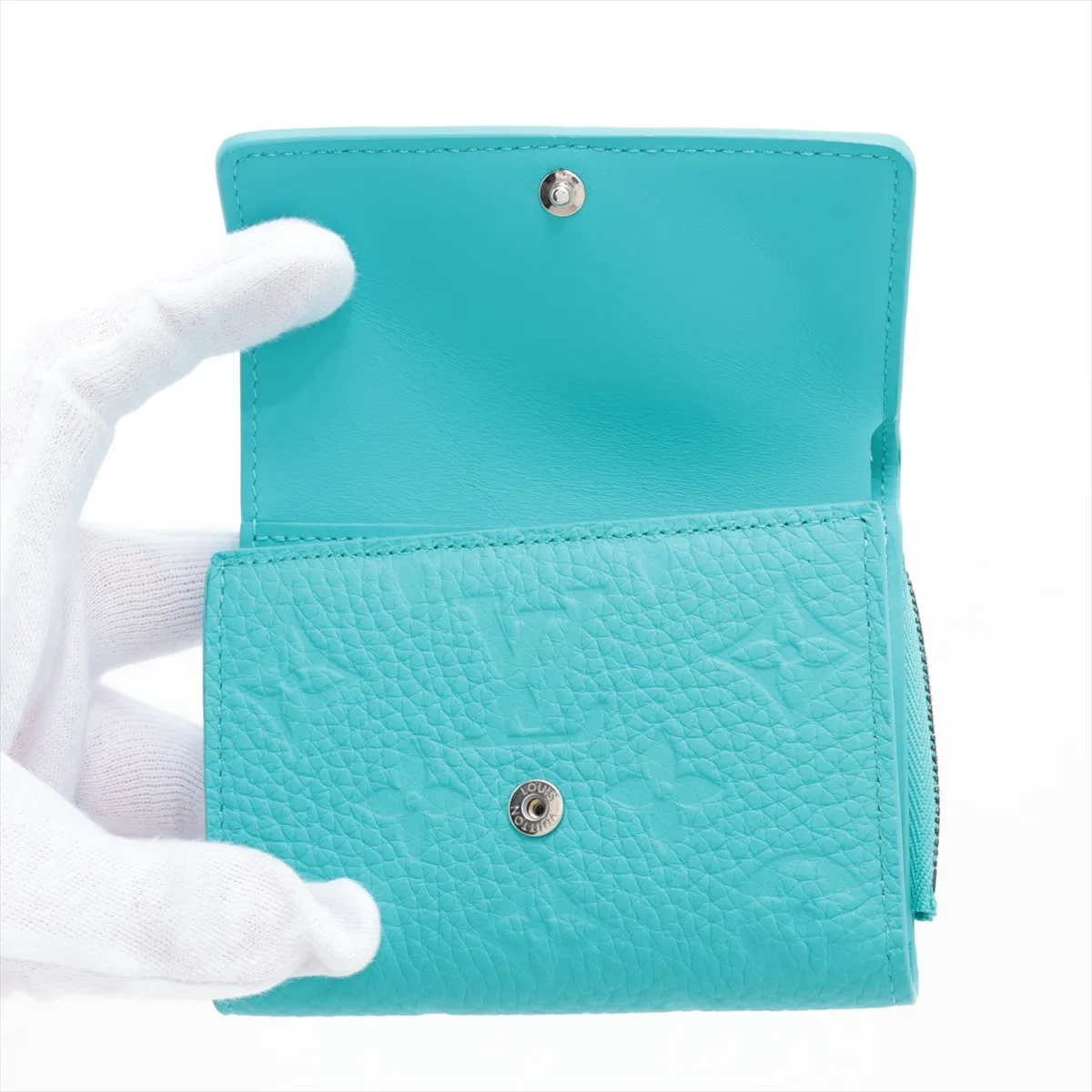 Taurillon Portefeuille Pilot M11500 Turquoise Blue Compact Wallet (RFID Activated) — view 3