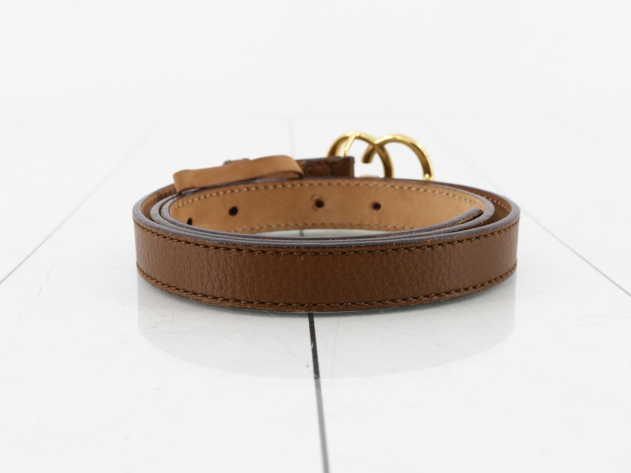 GG Marmont Leather Belt, Brown — view 2