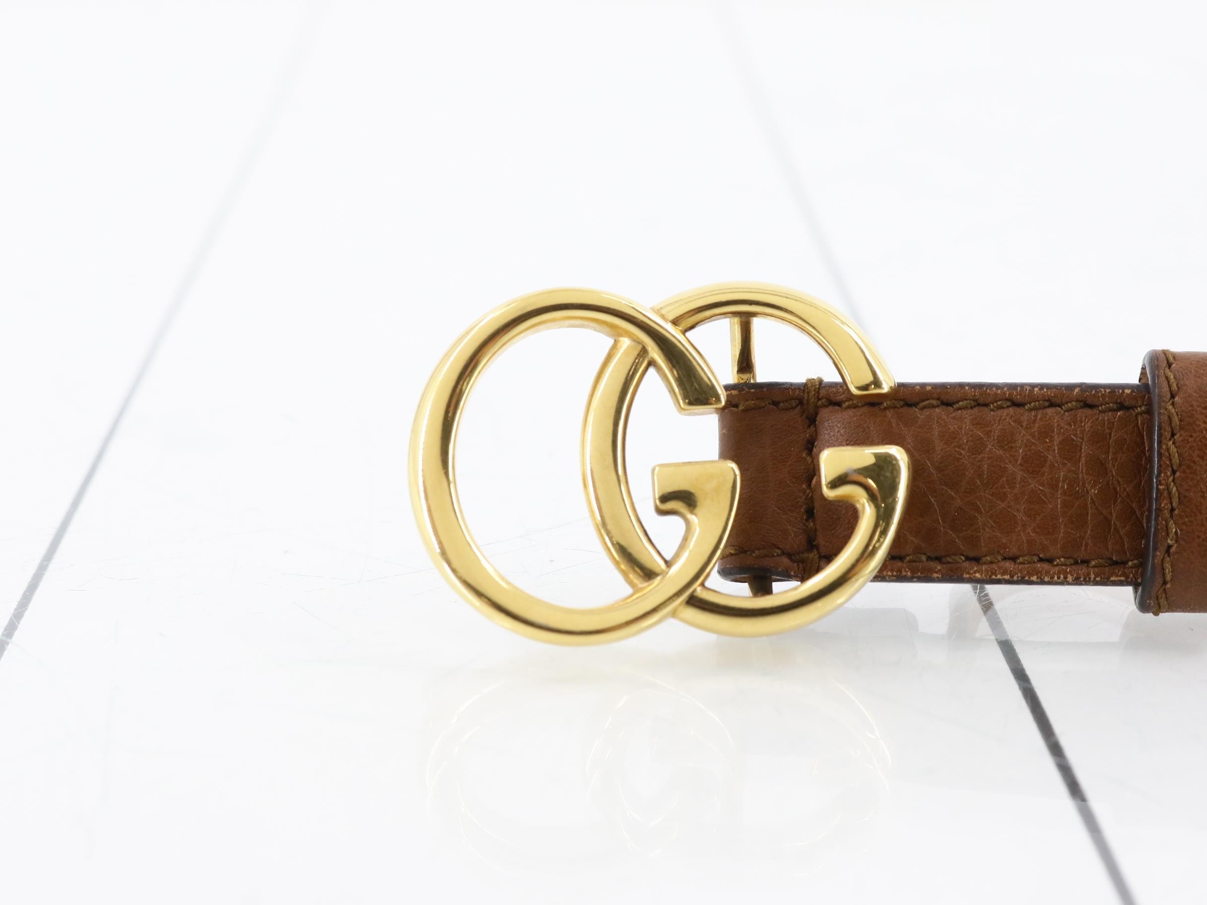 GG Marmont Leather Belt, Brown — view 3