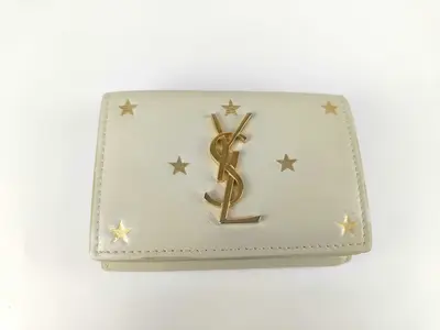 White Leather Folding Wallet