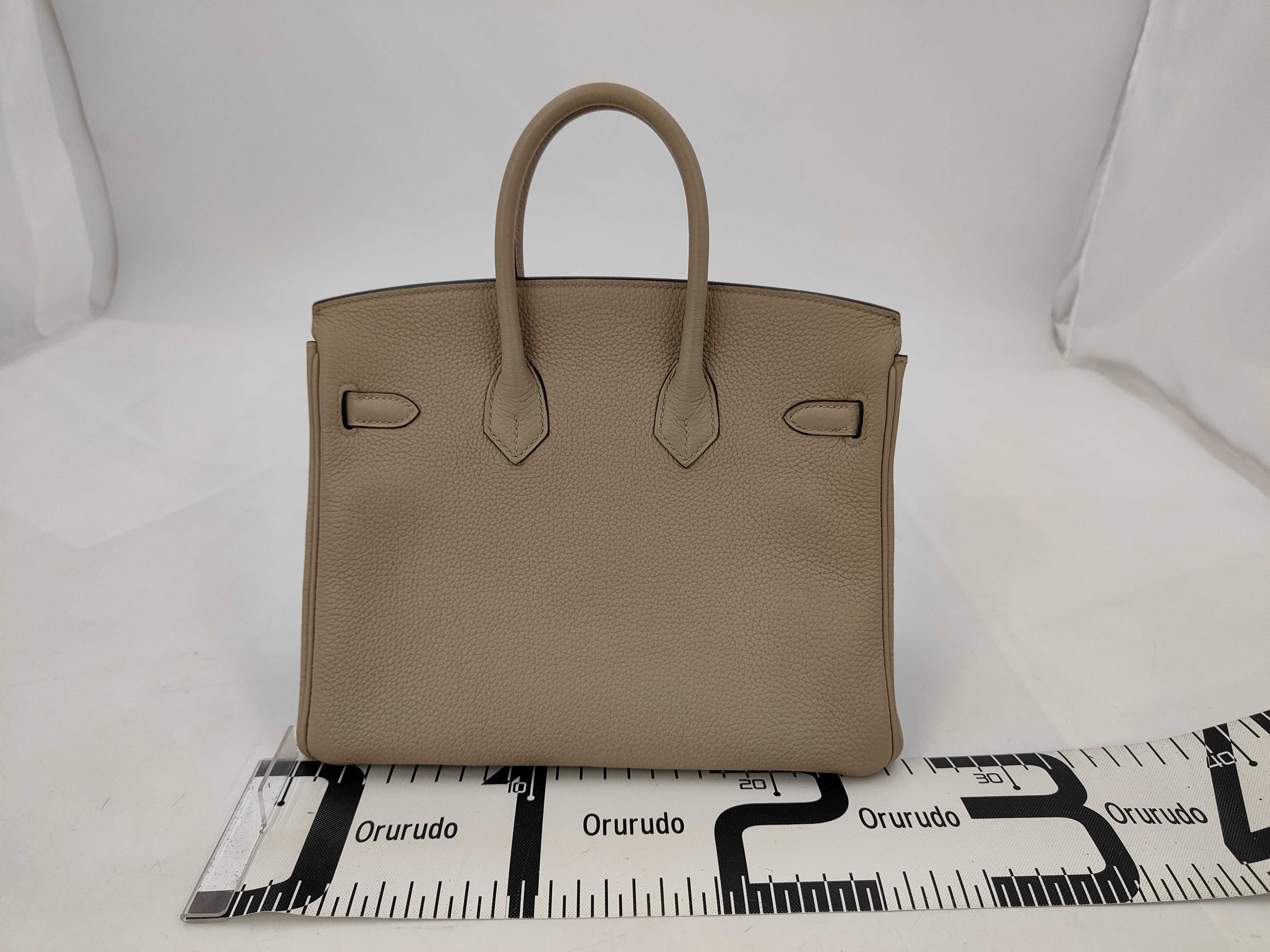 Birkin 25 Togo Leather Handbag with Silver Hardware — view 2