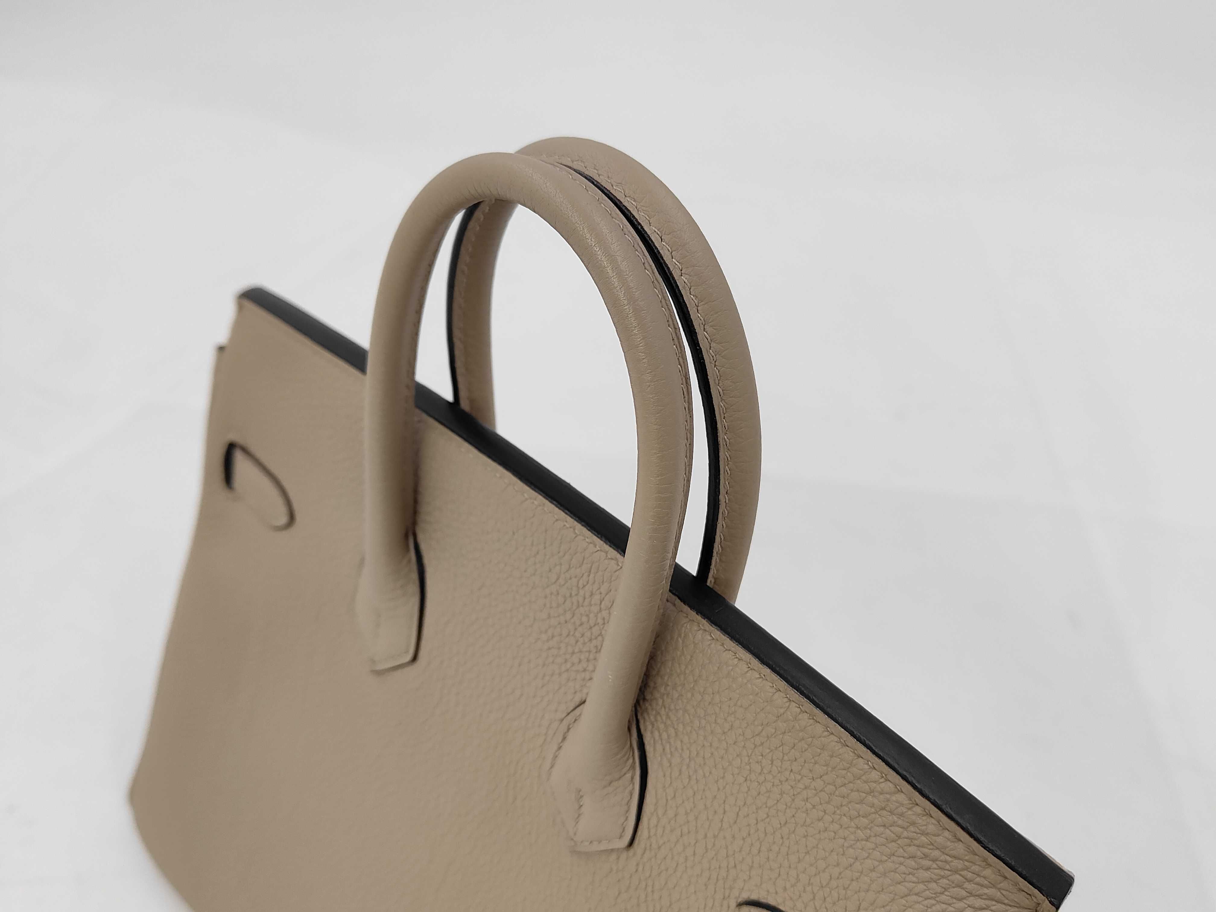 Birkin 25 Togo Leather Handbag with Silver Hardware — view 3