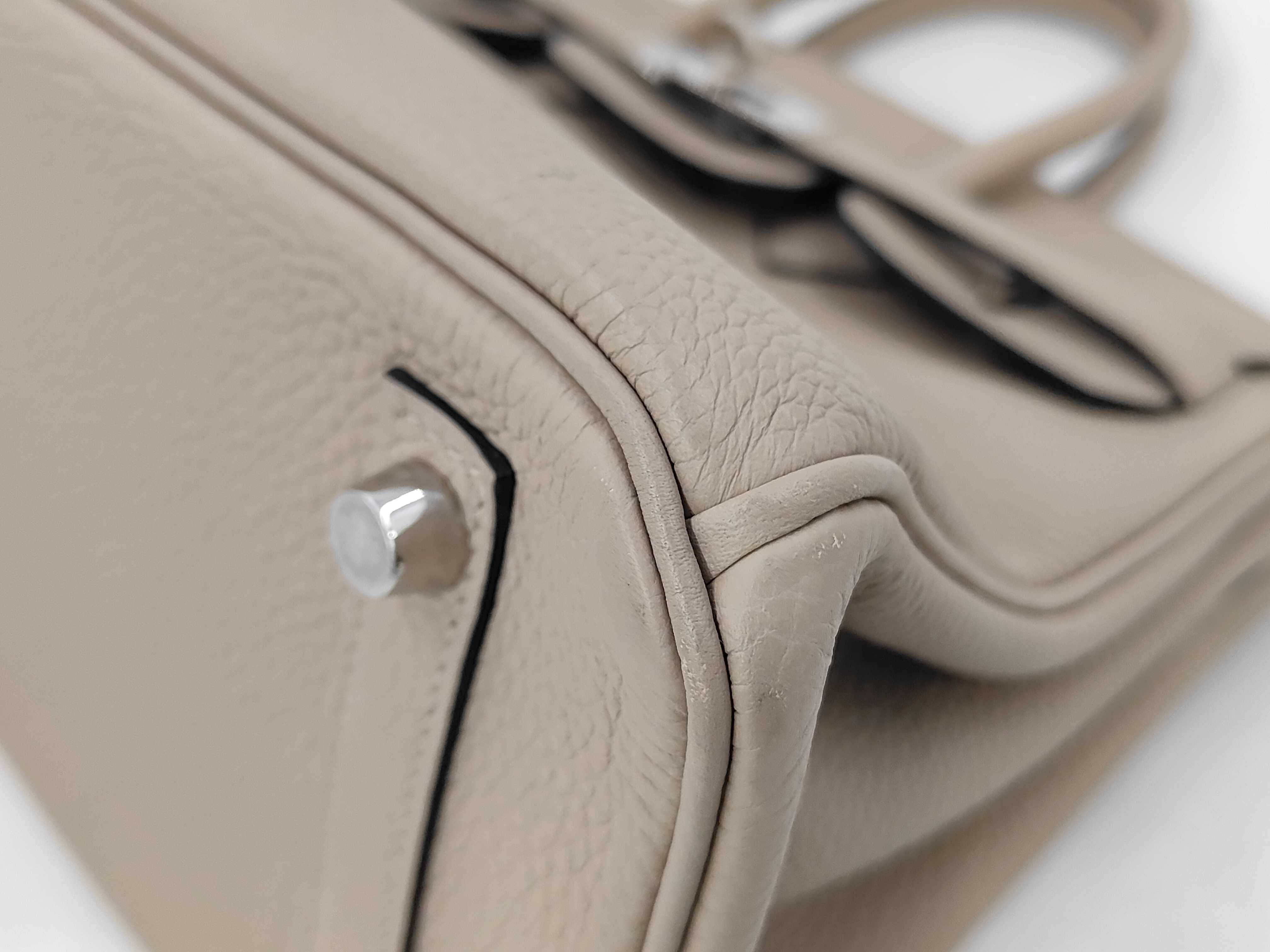 Birkin 25 Togo Leather Handbag with Silver Hardware — view 6