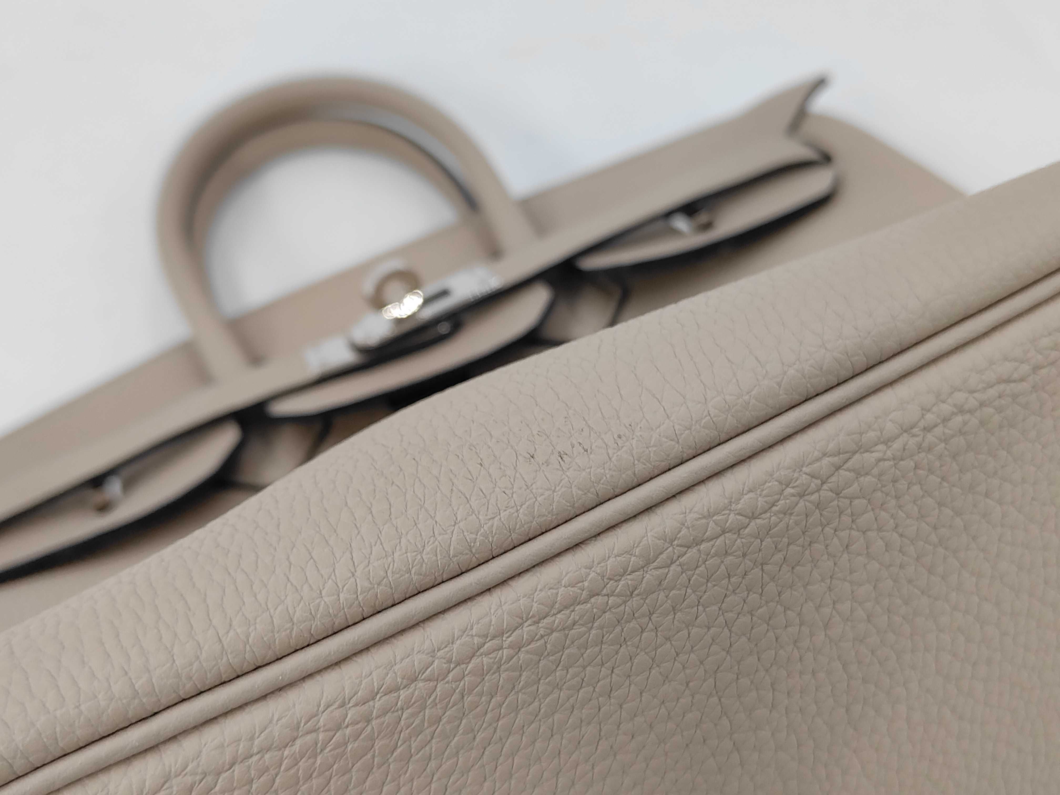 Birkin 25 Togo Leather Handbag with Silver Hardware — view 7