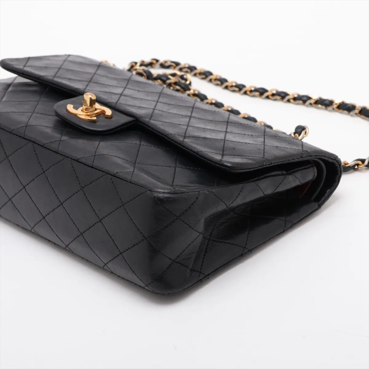 Matelassé 25 Lambskin Double Flap Double Chain Bag, Black with Gold Hardware, 0511109 (Serial Number in the 0s, A01112) — view 3