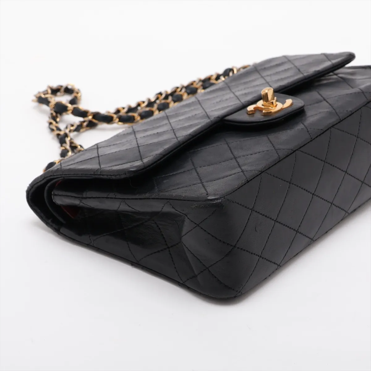 Matelassé 25 Lambskin Double Flap Double Chain Bag, Black with Gold Hardware, 0511109 (Serial Number in the 0s, A01112) — view 4