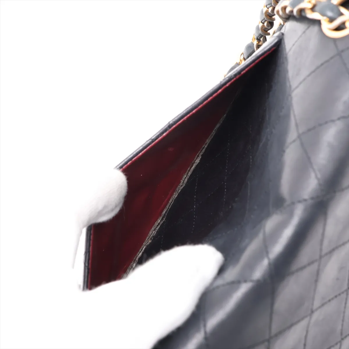 Matelassé 25 Lambskin Double Flap Double Chain Bag, Black with Gold Hardware, 0511109 (Serial Number in the 0s, A01112) — view 9