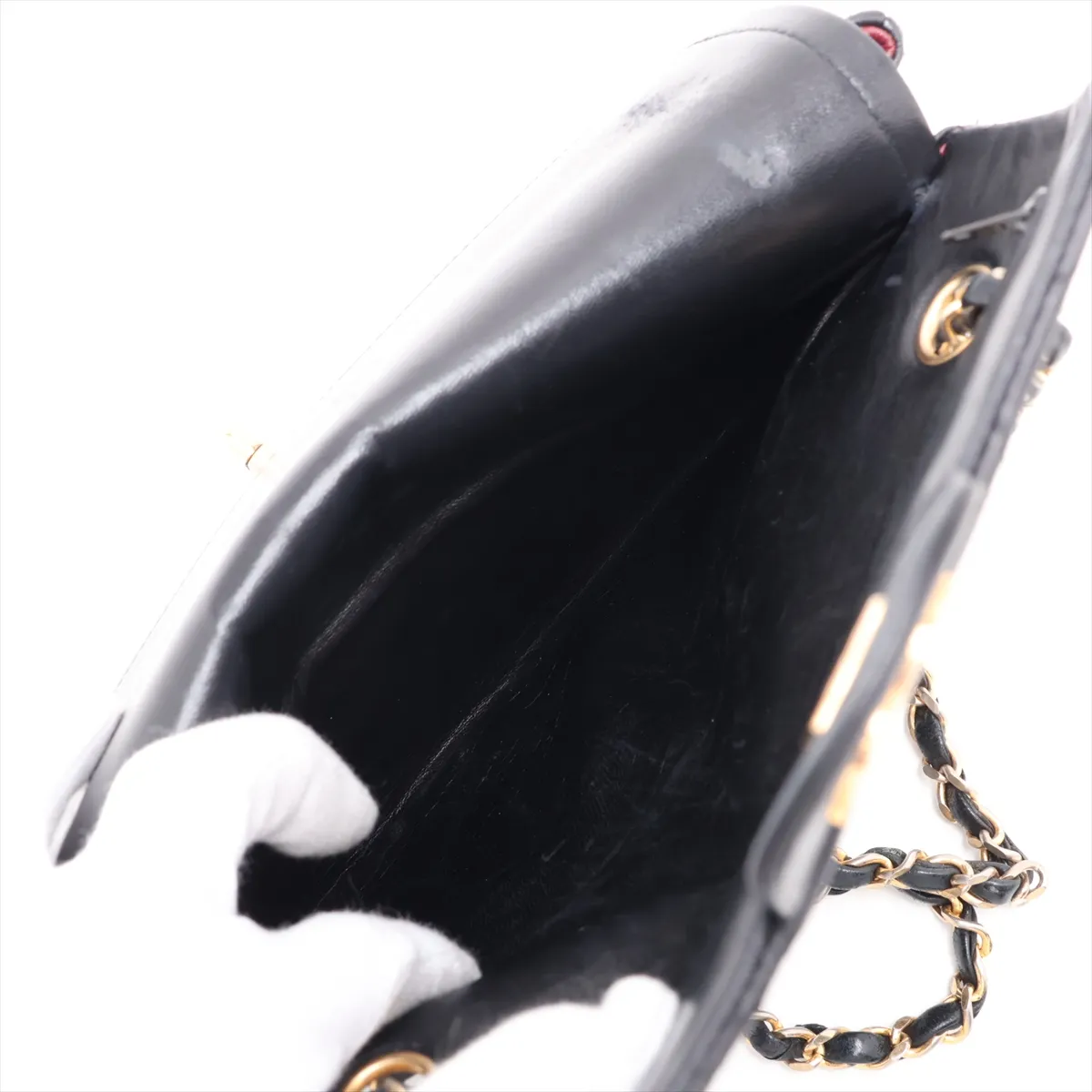 Matelassé 25 Lambskin Double Flap Double Chain Bag, Black with Gold Hardware, 0511109 (Serial Number in the 0s, A01112) — view 10