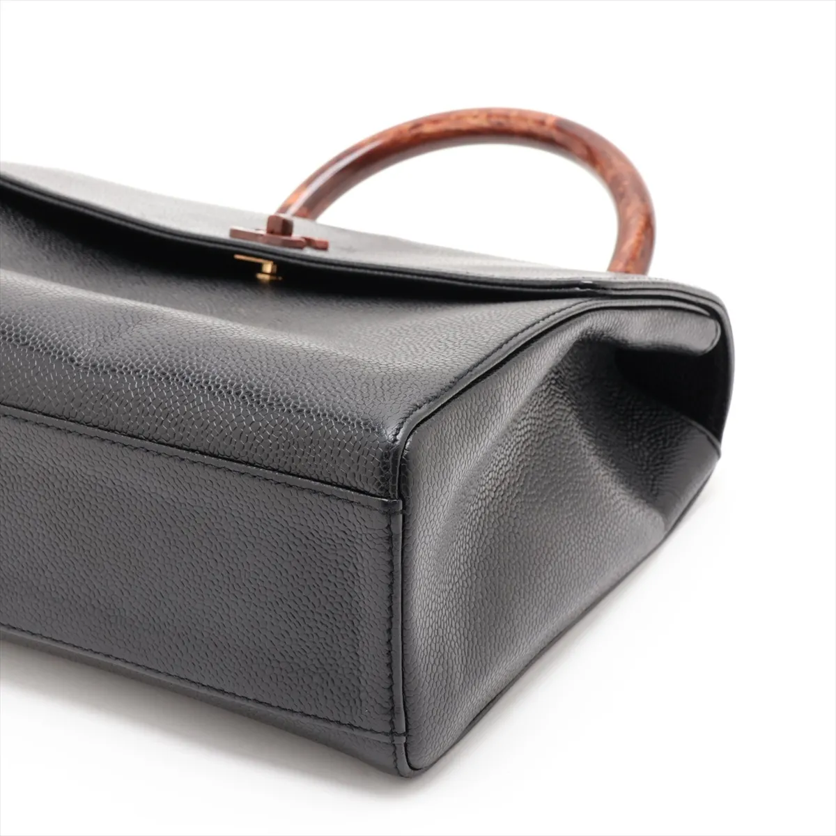 Coco Mark Caviar Skin Handbag, Wood, Black, Gold Hardware, 6035910, Series 6 — view 3