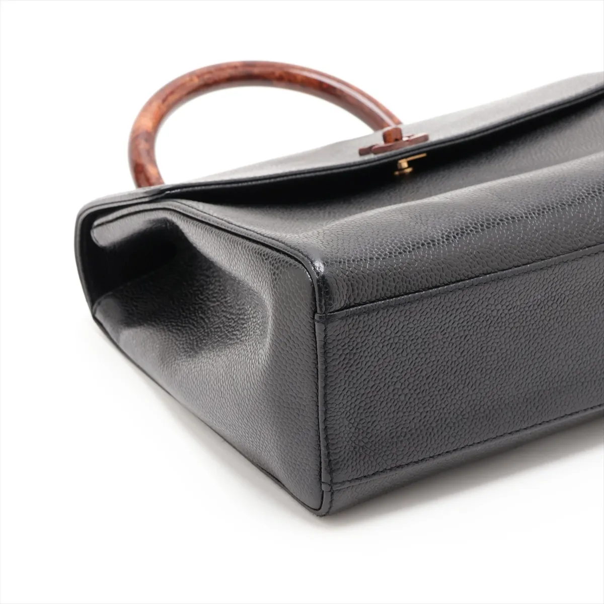 Coco Mark Caviar Skin Handbag, Wood, Black, Gold Hardware, 6035910, Series 6 — view 4