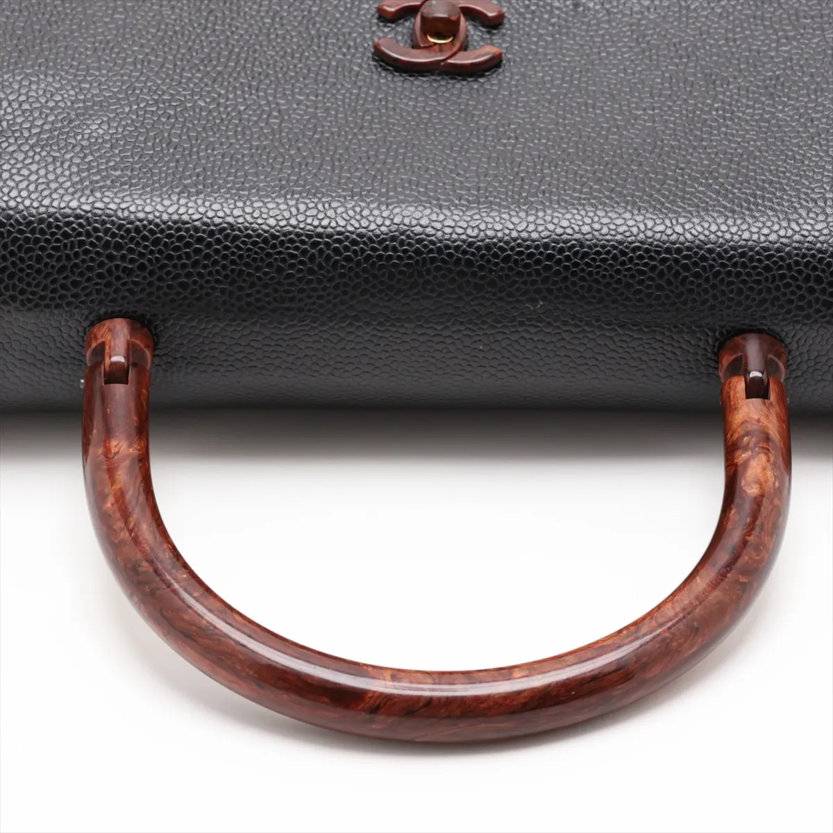 Coco Mark Caviar Skin Handbag, Wood, Black, Gold Hardware, 6035910, Series 6 — view 5