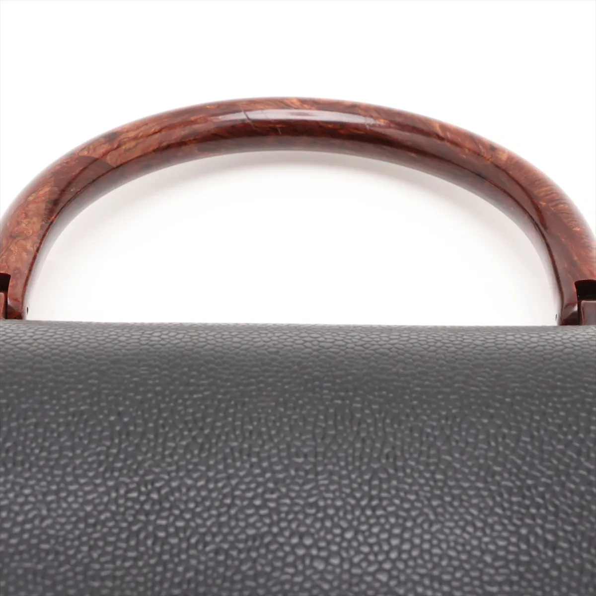 Coco Mark Caviar Skin Handbag, Wood, Black, Gold Hardware, 6035910, Series 6 — view 6