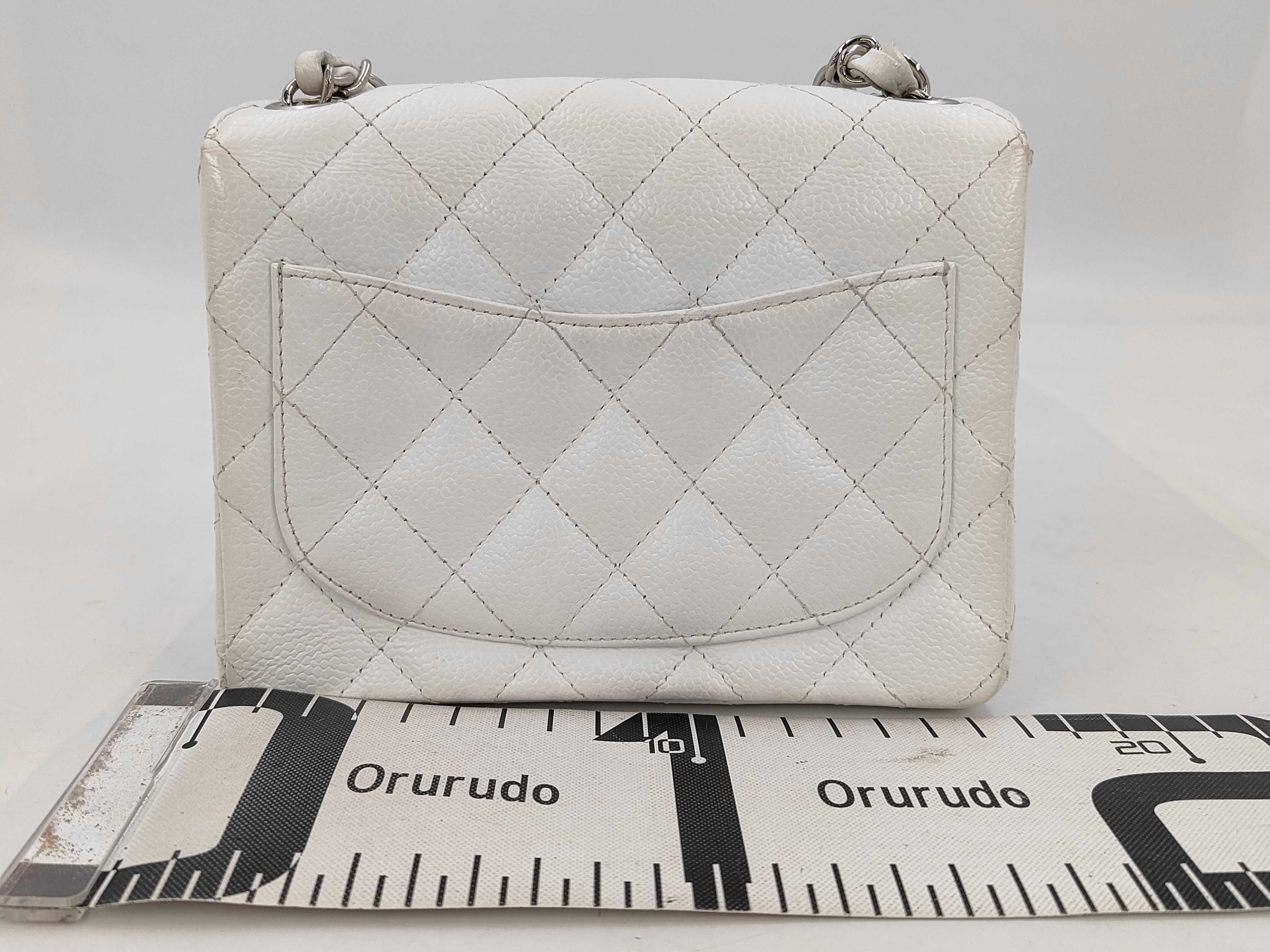 Mini Matelassé Caviar Skin White Shoulder Bag (Serial Number 10s) - Card and Seal Included — view 2