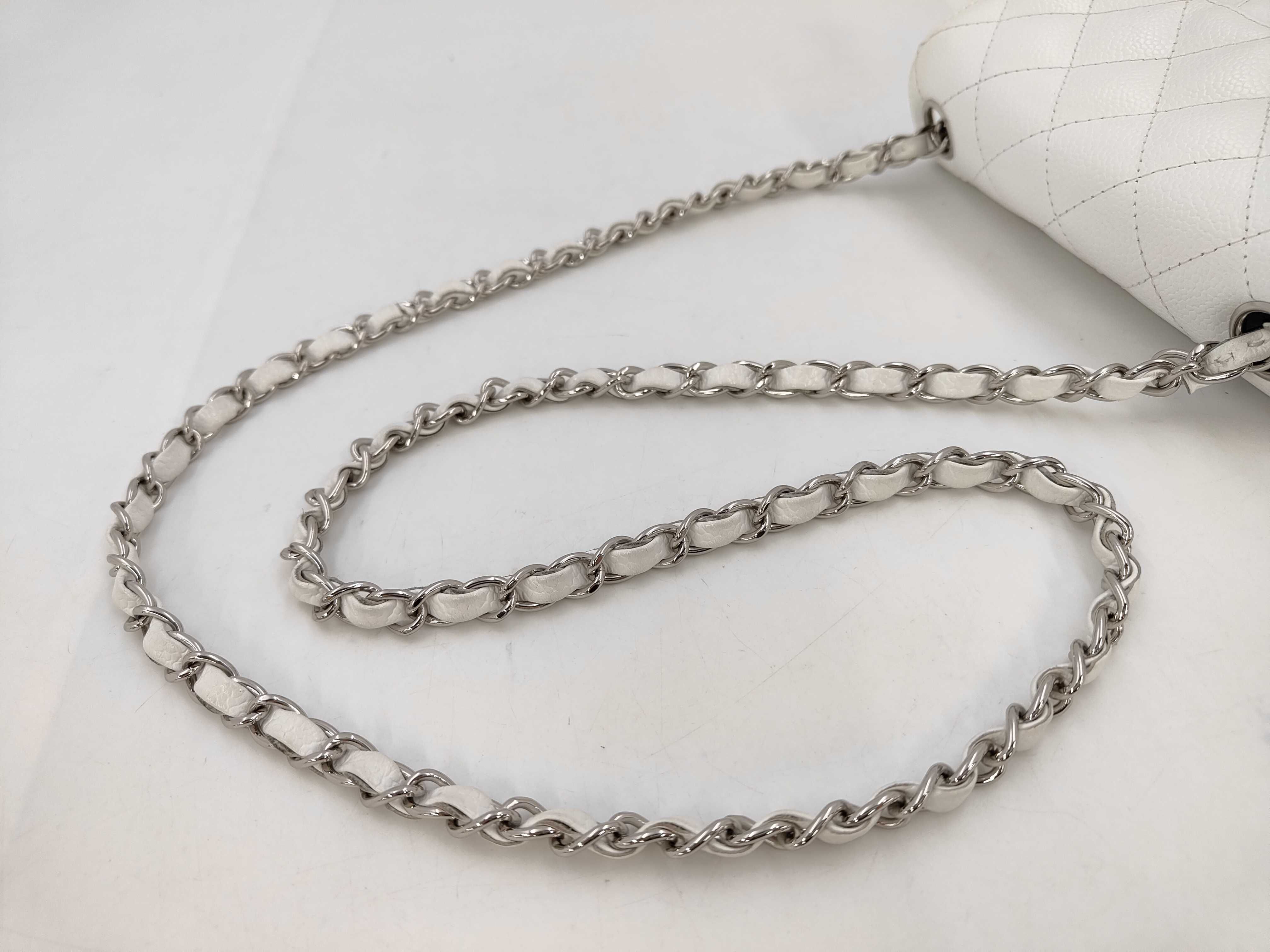 Mini Matelassé Caviar Skin White Shoulder Bag (Serial Number 10s) - Card and Seal Included — view 3