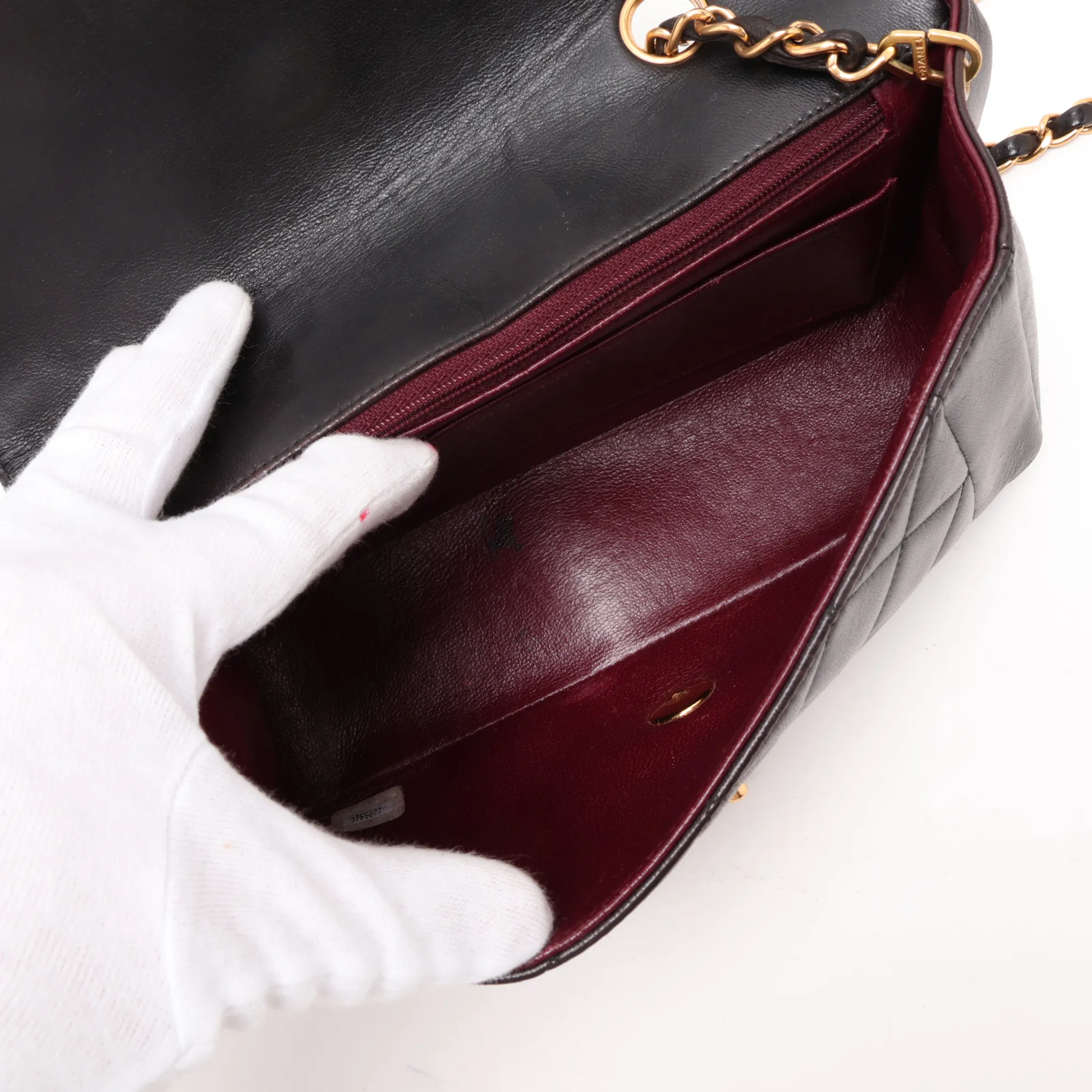 Matelassé Lambskin Single Flap Single Chain Bag, Diana Flap, Black with Gold Hardware, 3755677, Series 3 — view 6