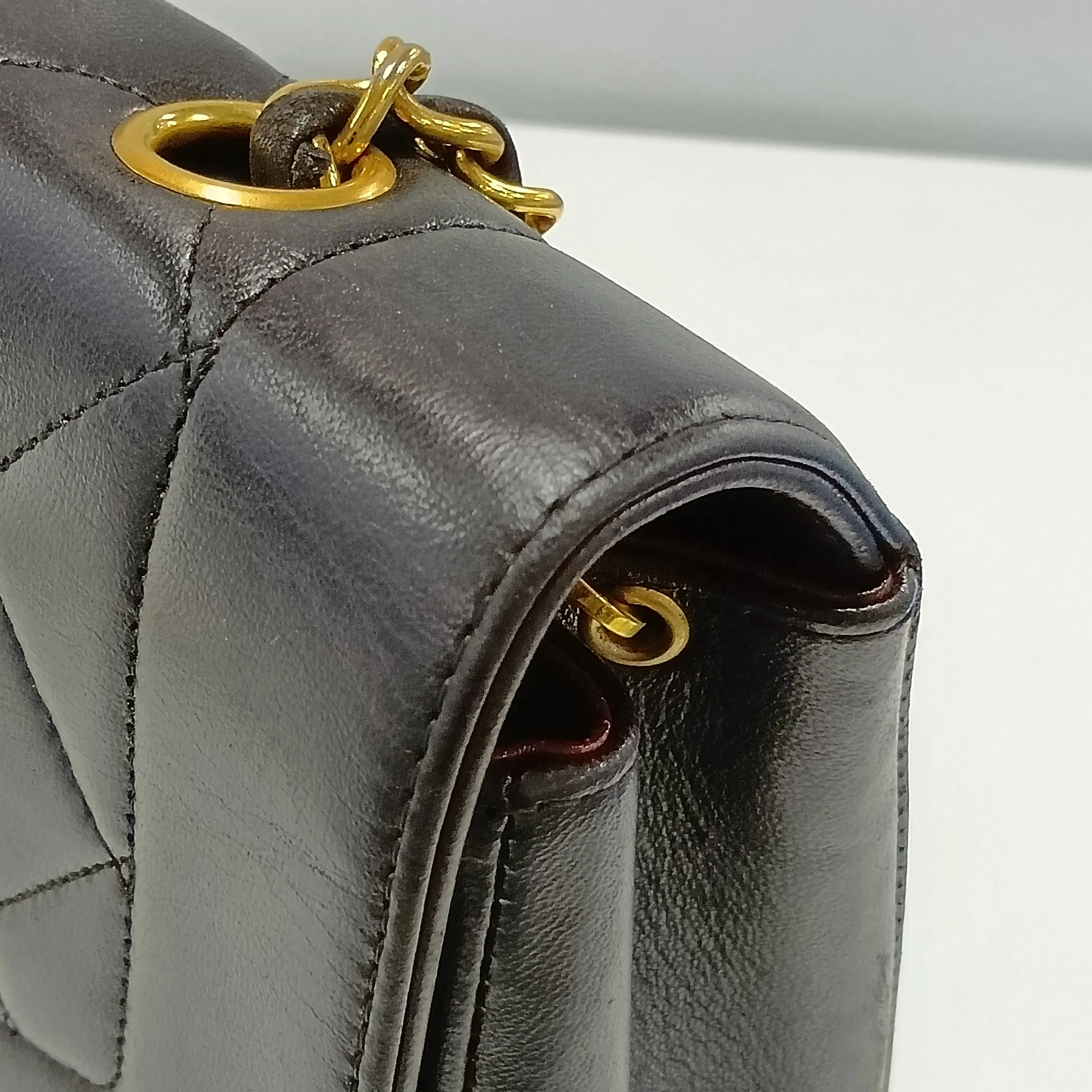 Matelassé Lambskin Single Flap Single Chain Bag, Diana Flap, Black with Gold Hardware, 3755677, Series 3 — view 10