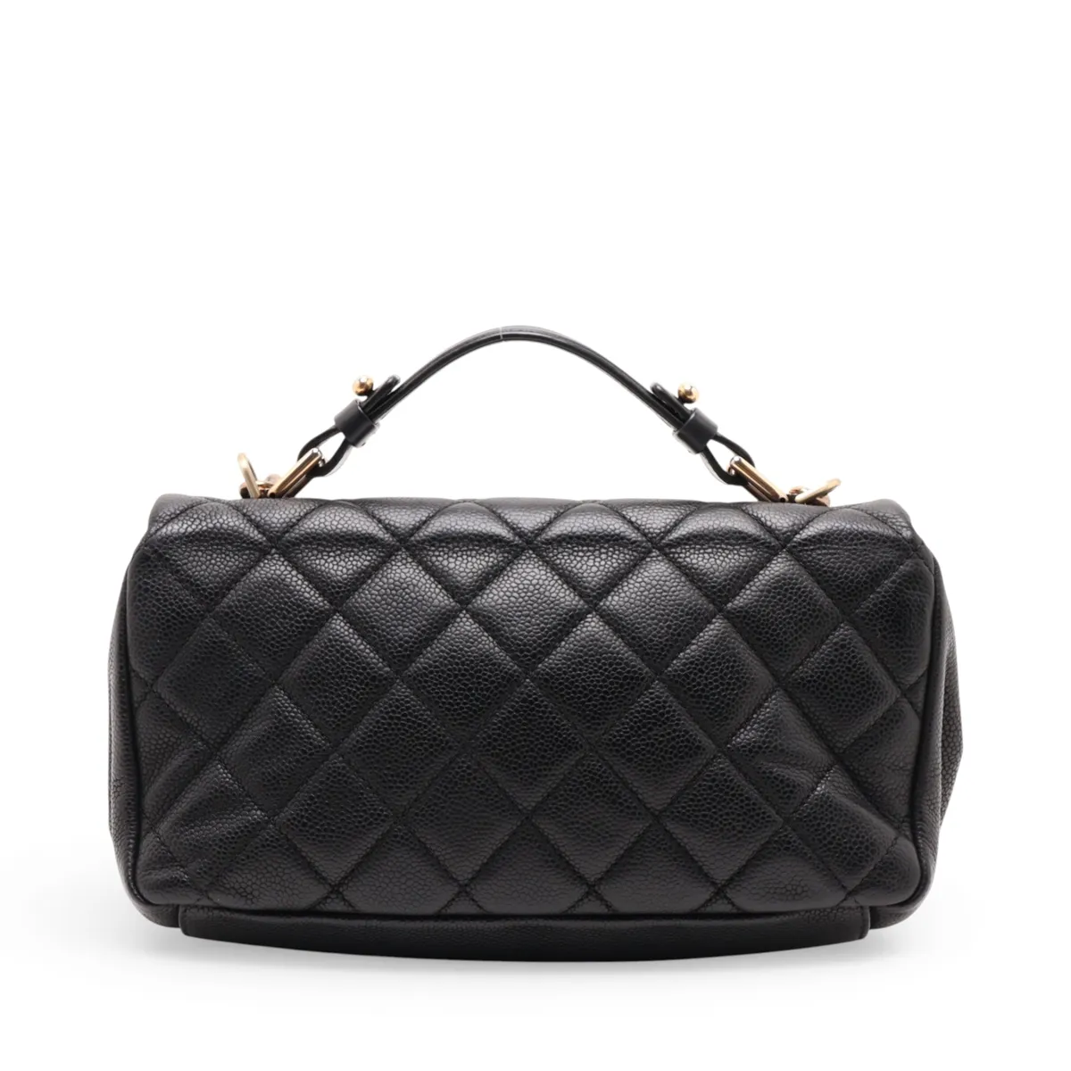Matelassé Caviar Skin 2-Way Handbag, Black with Gold Hardware, 17746017 (Serial Number 17) — view 2