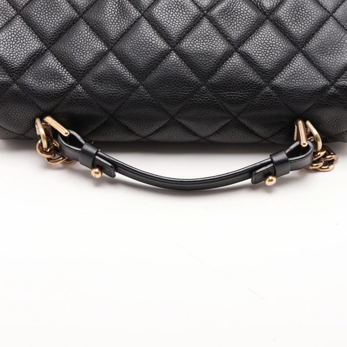 Matelassé Caviar Skin 2-Way Handbag, Black with Gold Hardware, 17746017 (Serial Number 17) — view 5