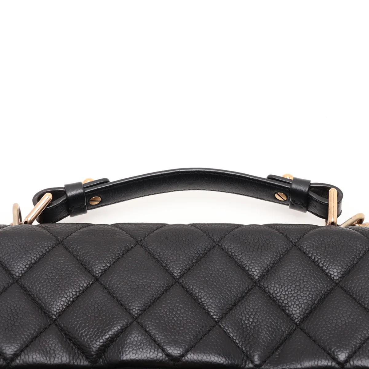 Matelassé Caviar Skin 2-Way Handbag, Black with Gold Hardware, 17746017 (Serial Number 17) — view 6