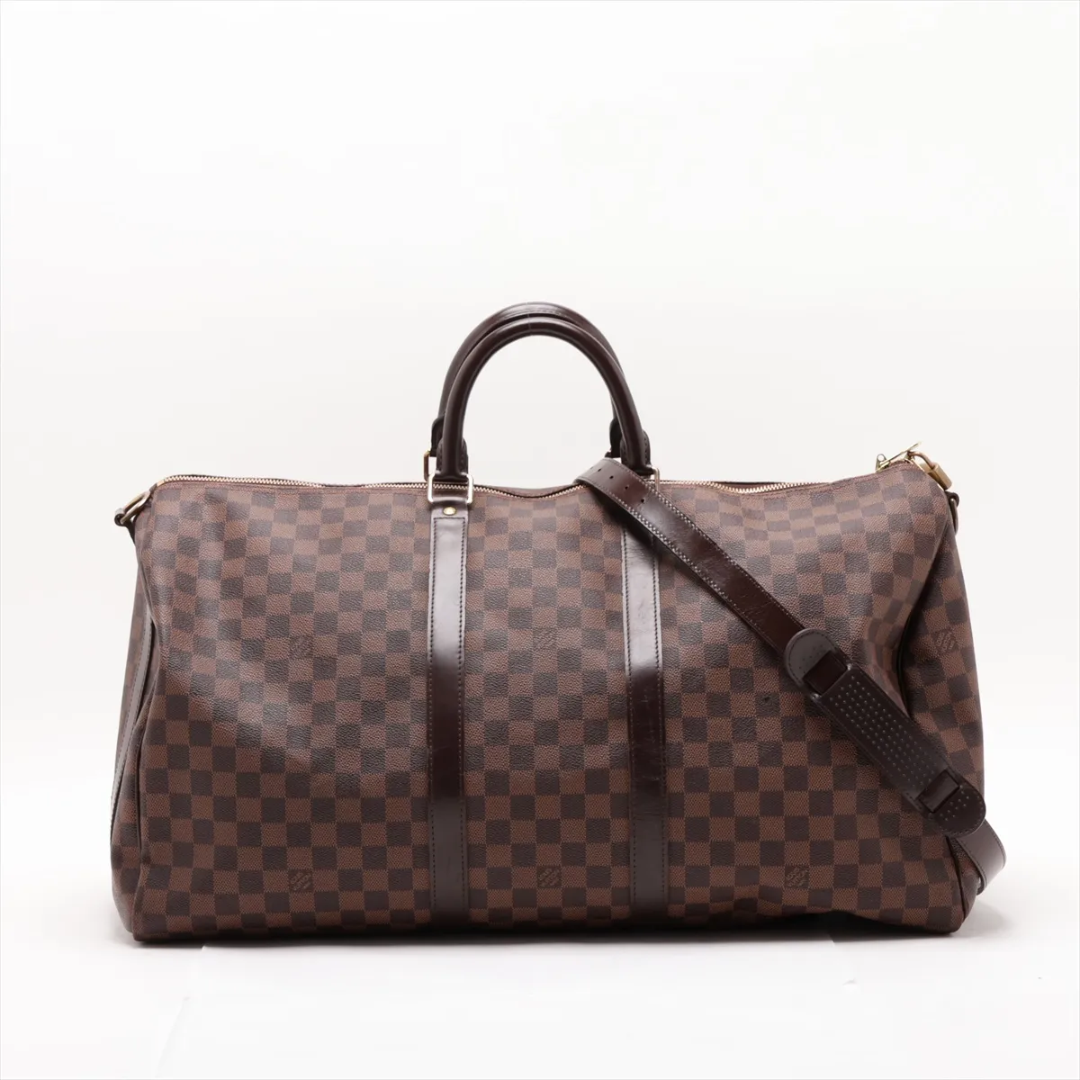 Damier Keepall Bandoulière 55 N41414 MB4089 Brown (Corners have been repaired by an aftermarket company)