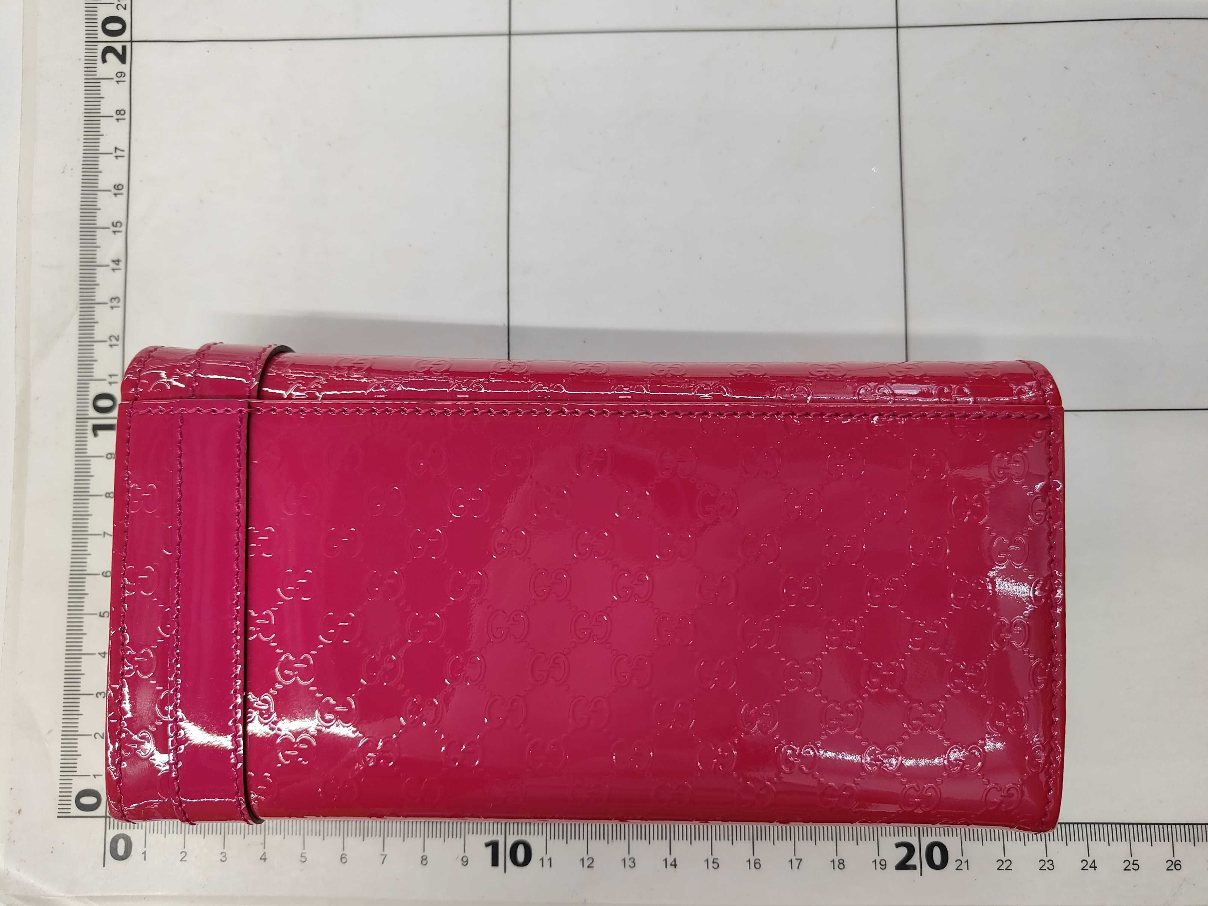 309760 Guccissima Bi-fold Long Wallet, Patent Leather, Pink, Unused — view 2