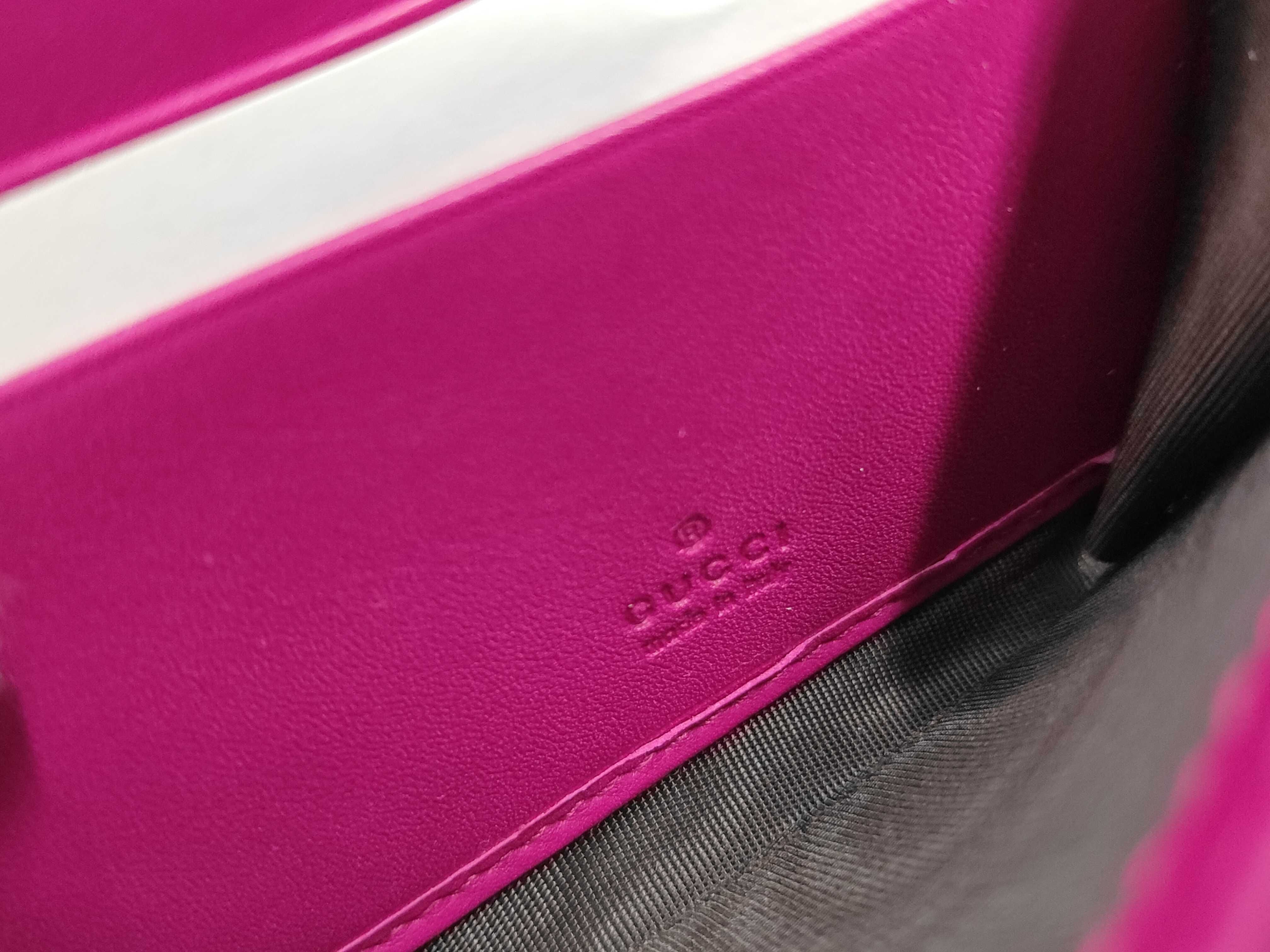 309760 Guccissima Bi-fold Long Wallet, Patent Leather, Pink, Unused — view 11