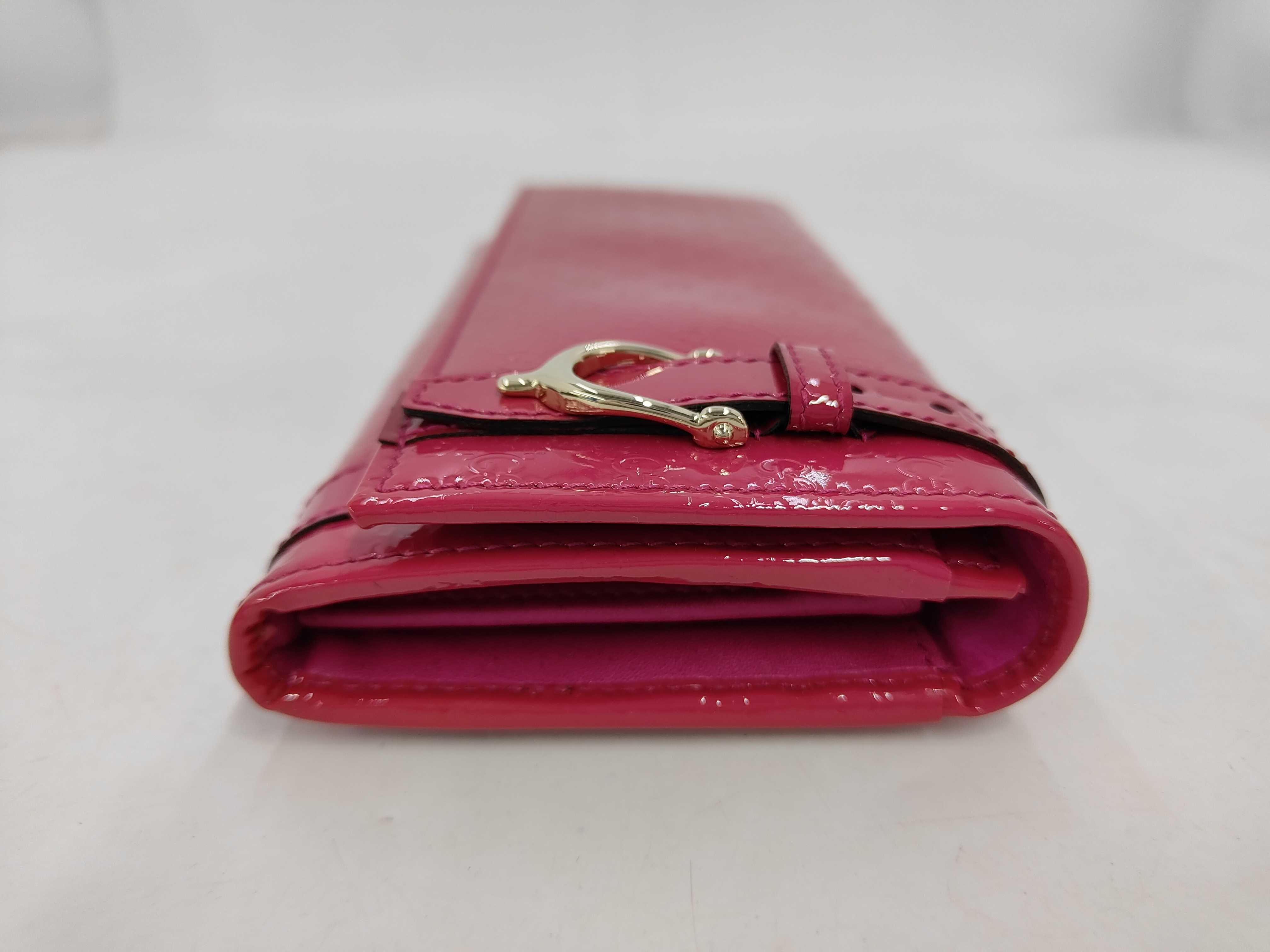 309760 Guccissima Bi-fold Long Wallet, Patent Leather, Pink, Unused — view 4