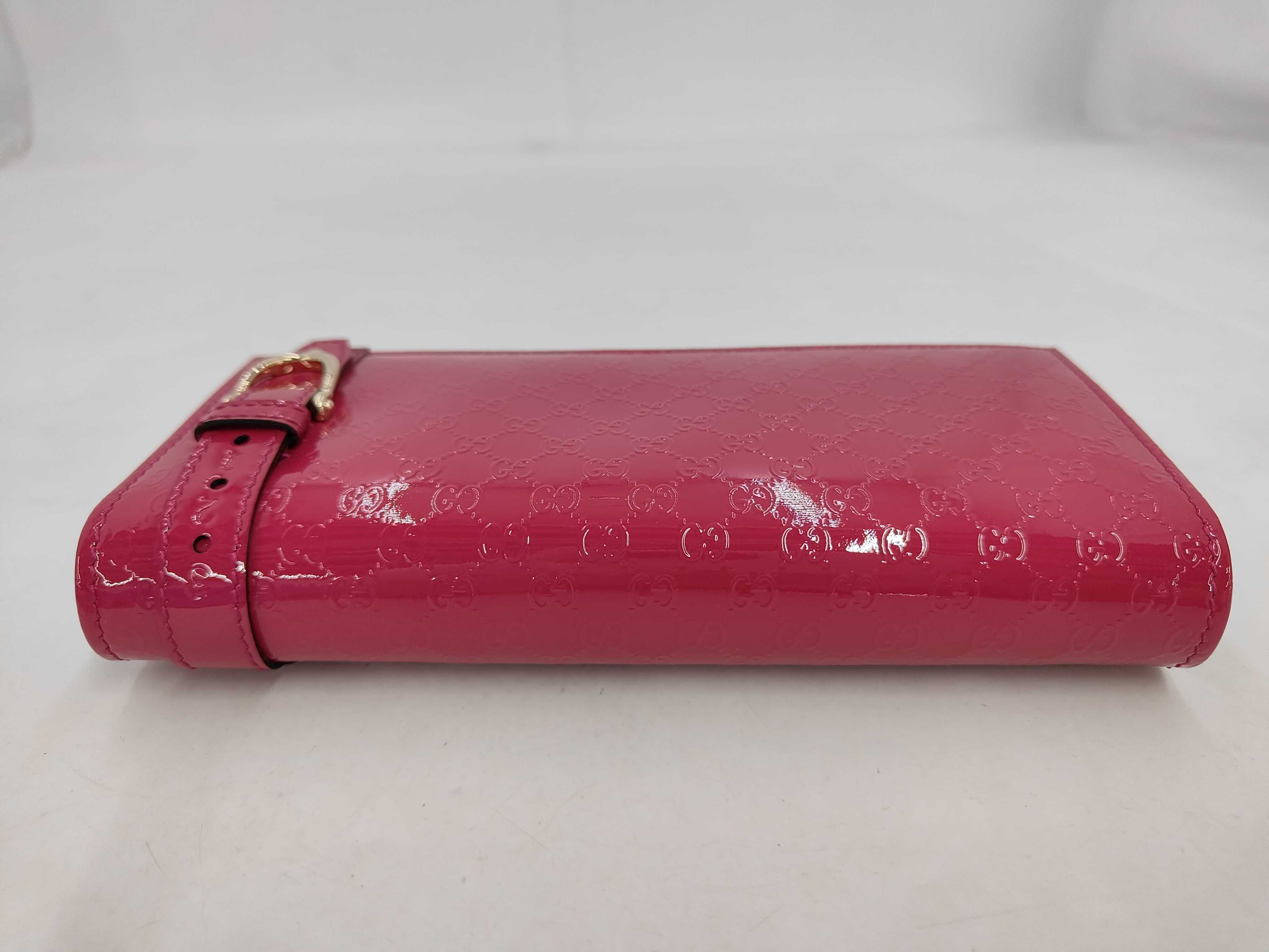 309760 Guccissima Bi-fold Long Wallet, Patent Leather, Pink, Unused — view 5