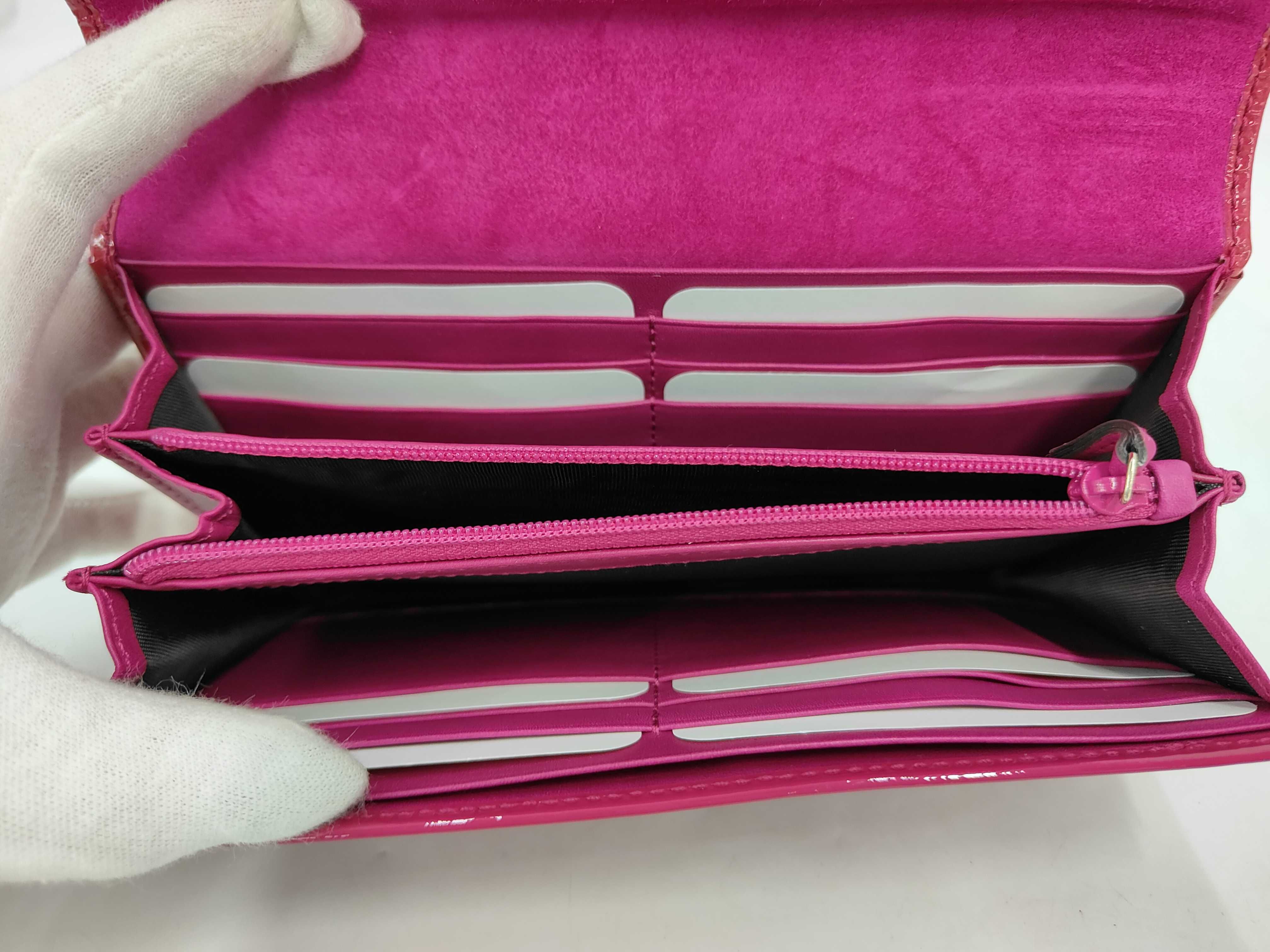 309760 Guccissima Bi-fold Long Wallet, Patent Leather, Pink, Unused — view 8