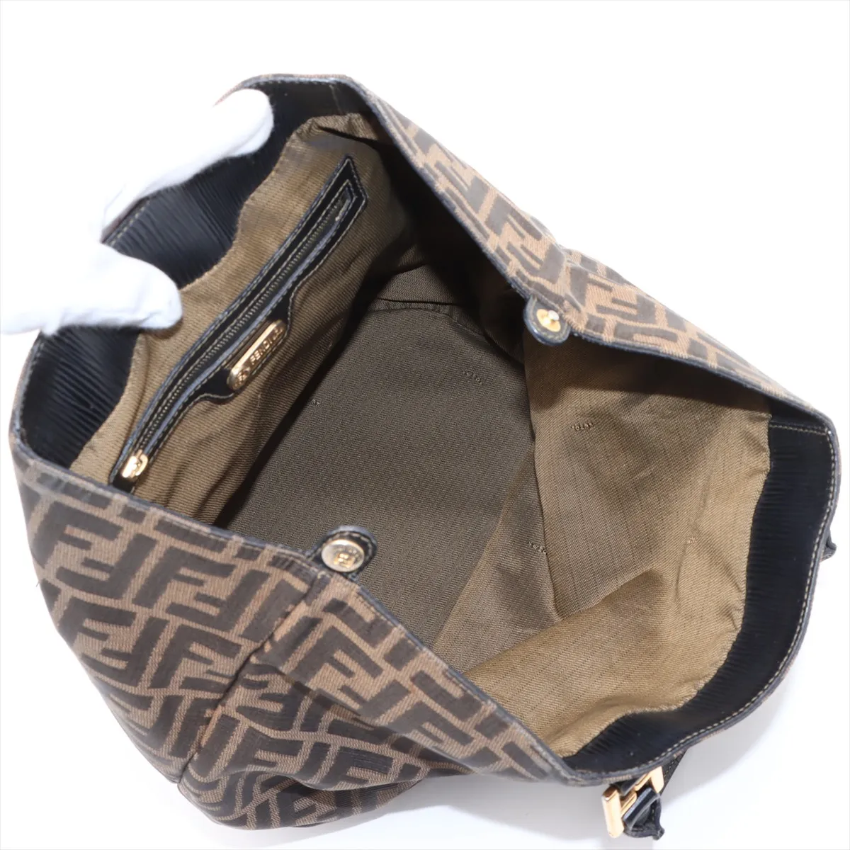 Zucca Canvas x Leather Handbag Brown — view 7