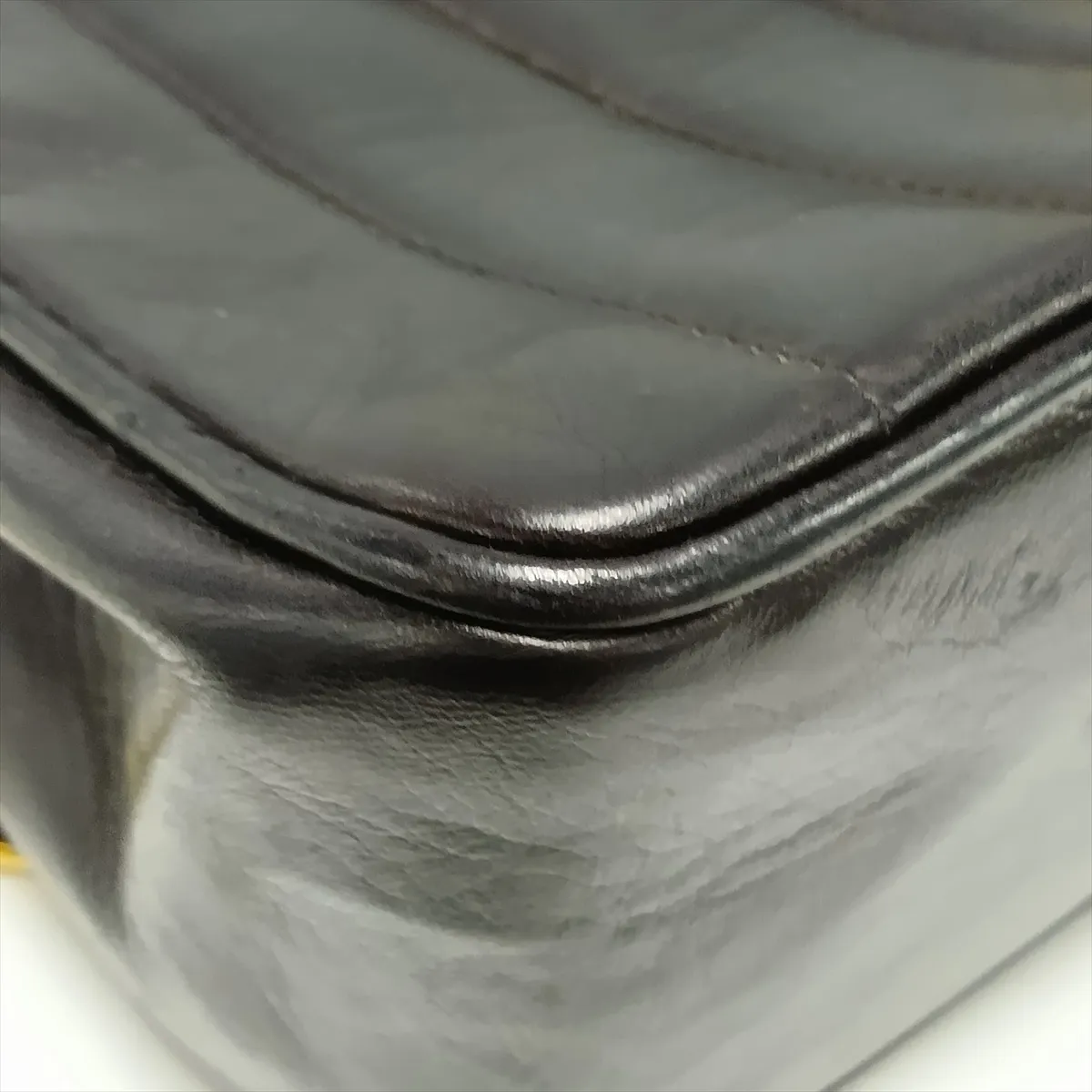 Chevron Lambskin Single Flap Double Chain Bag, V-Stitch, Mademoiselle, Black with Gold Hardware, 2580404, Series 2 — view 12