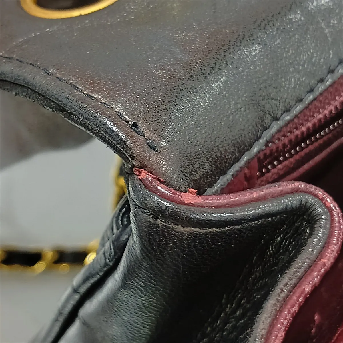 Chevron Lambskin Single Flap Double Chain Bag, V-Stitch, Mademoiselle, Black with Gold Hardware, 2580404, Series 2 — view 14