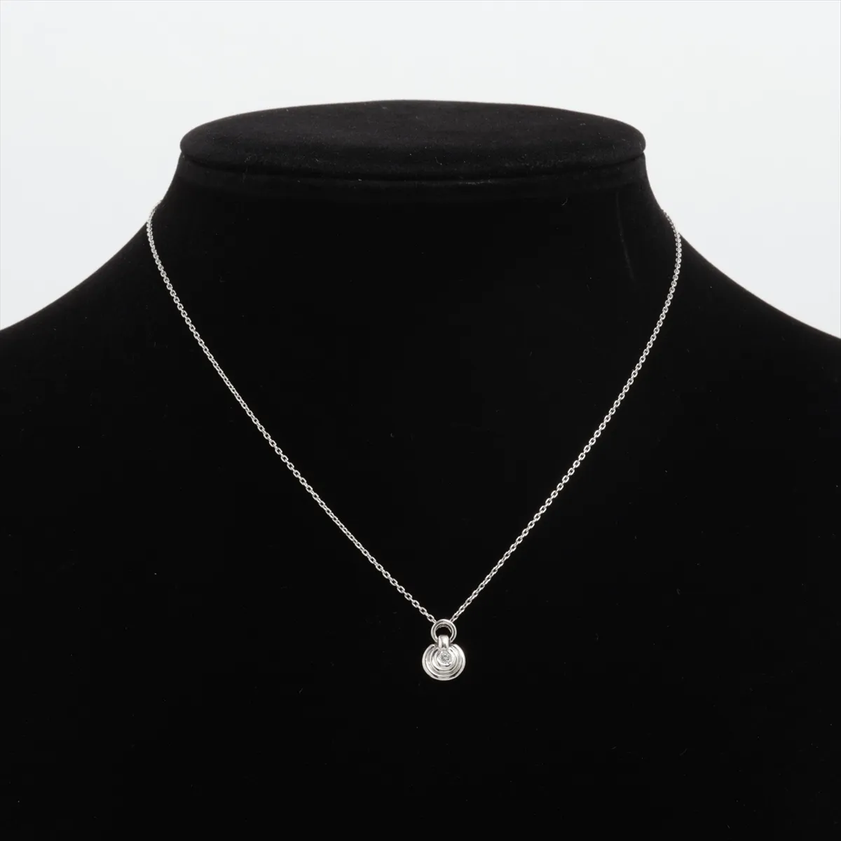 diamond necklace, Pt900 x Pt850, 4.1g, stone has cracks. — view 5