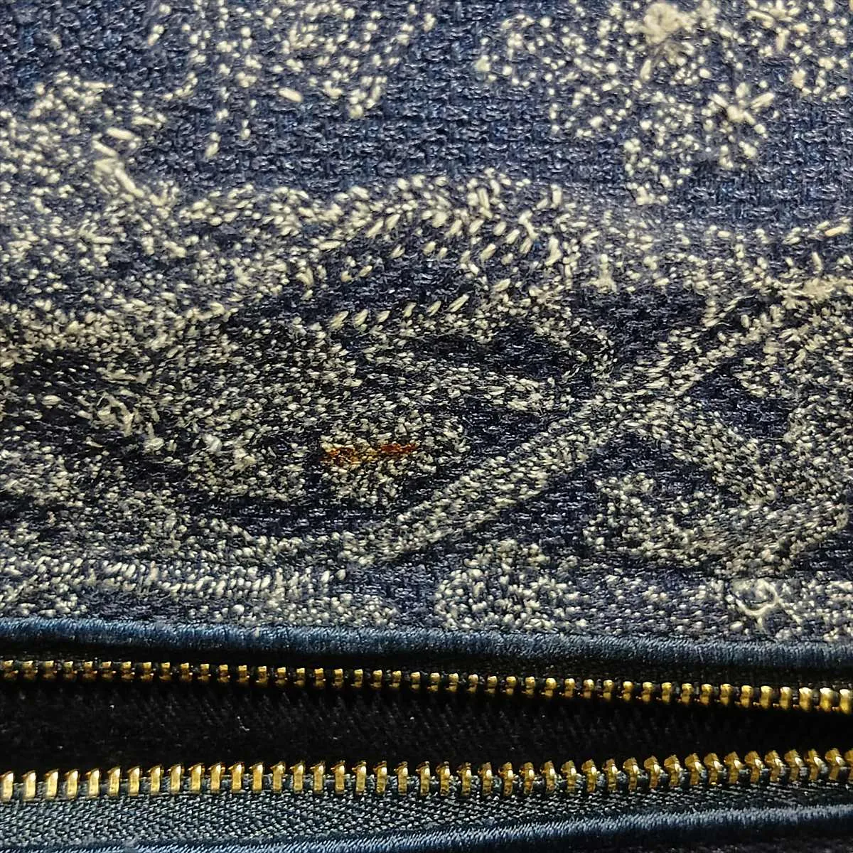 Toile de Jouy Embroidery Canvas x Leather 2-Way Handbag, Navy — view 14