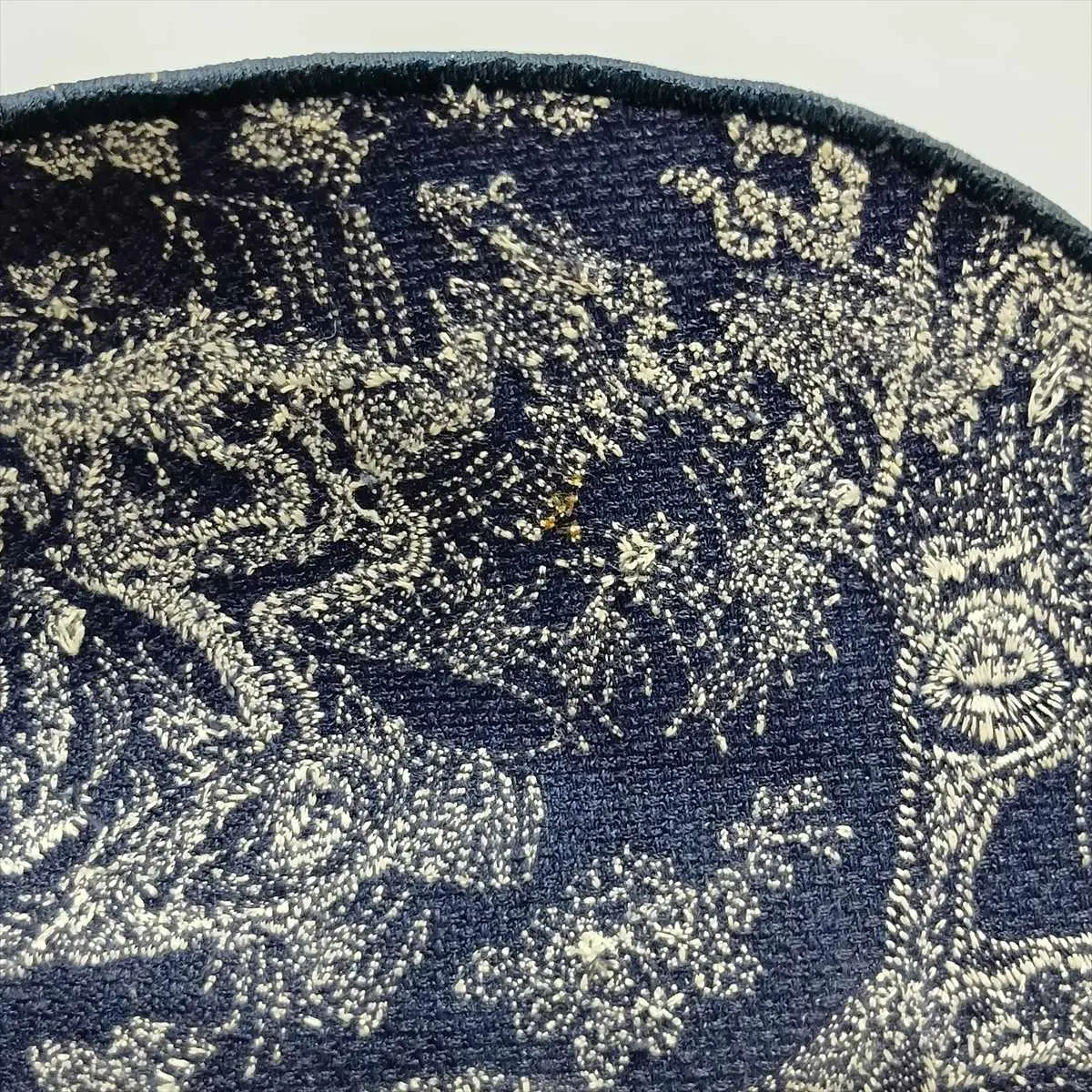 Toile de Jouy Embroidery Canvas x Leather 2-Way Handbag, Navy — view 15