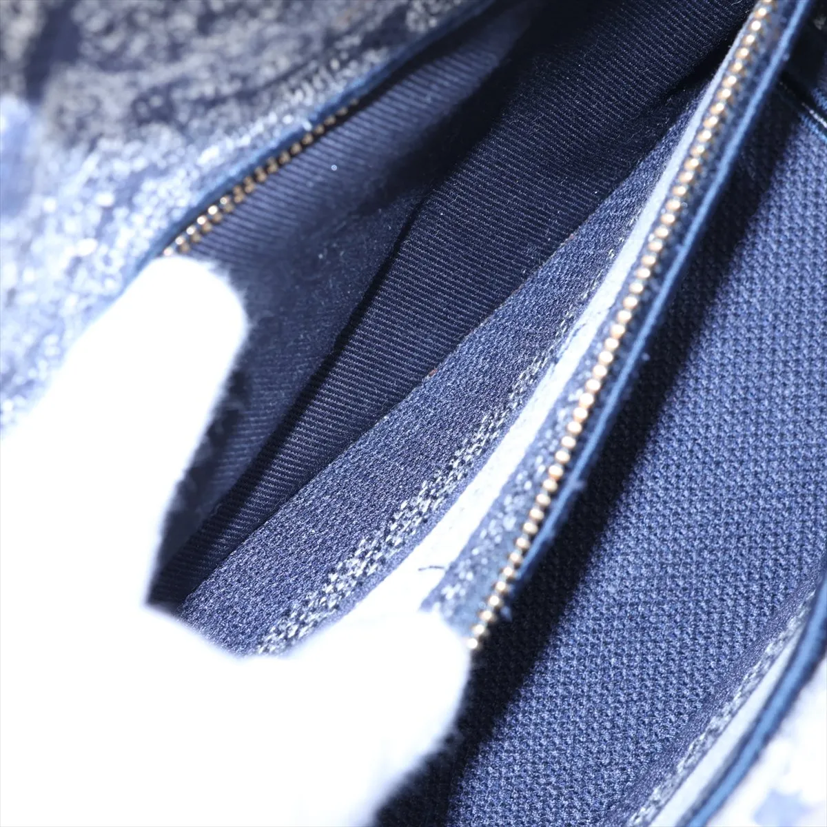 Toile de Jouy Embroidery Canvas x Leather 2-Way Handbag, Navy — view 9