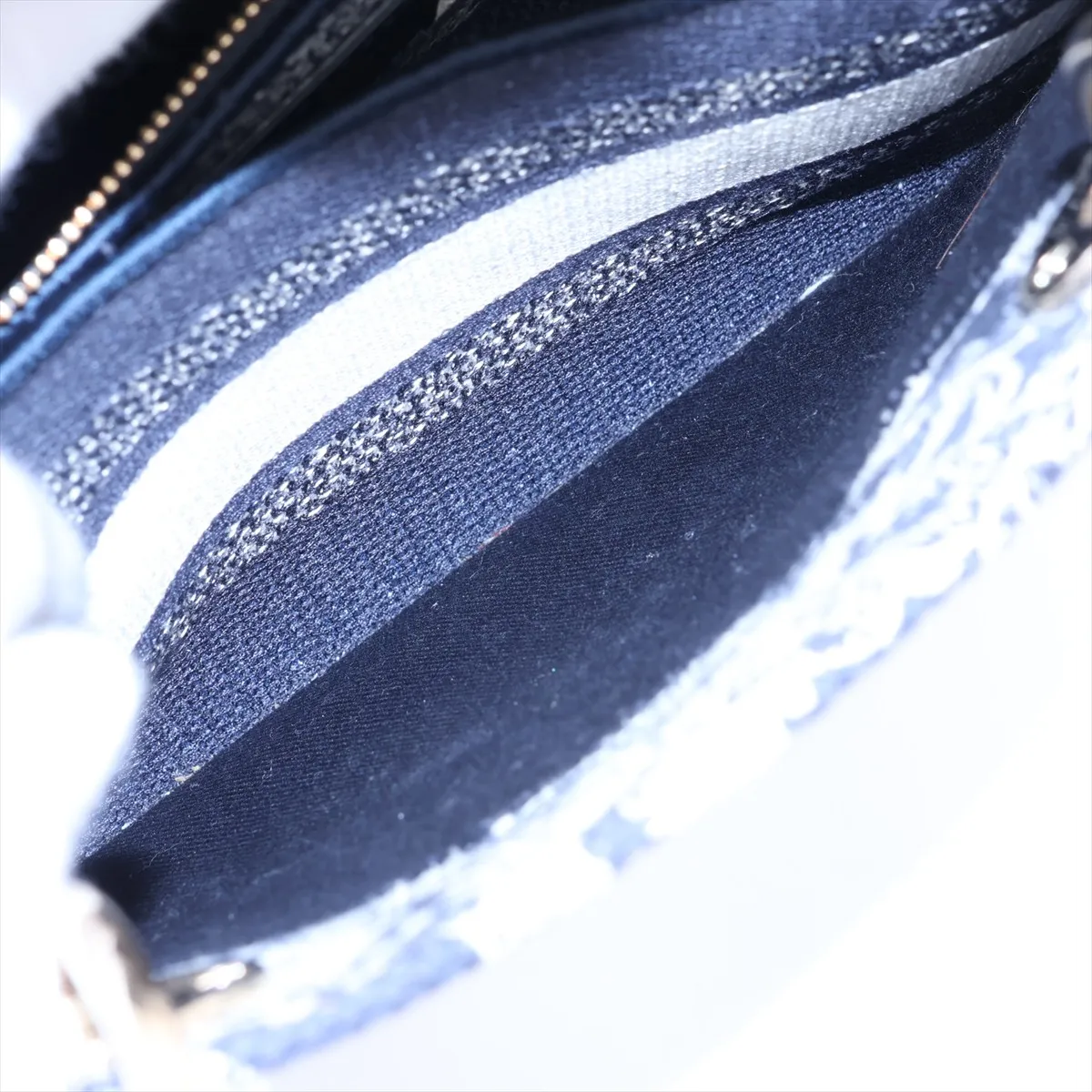 Toile de Jouy Embroidery Canvas x Leather 2-Way Handbag, Navy — view 10