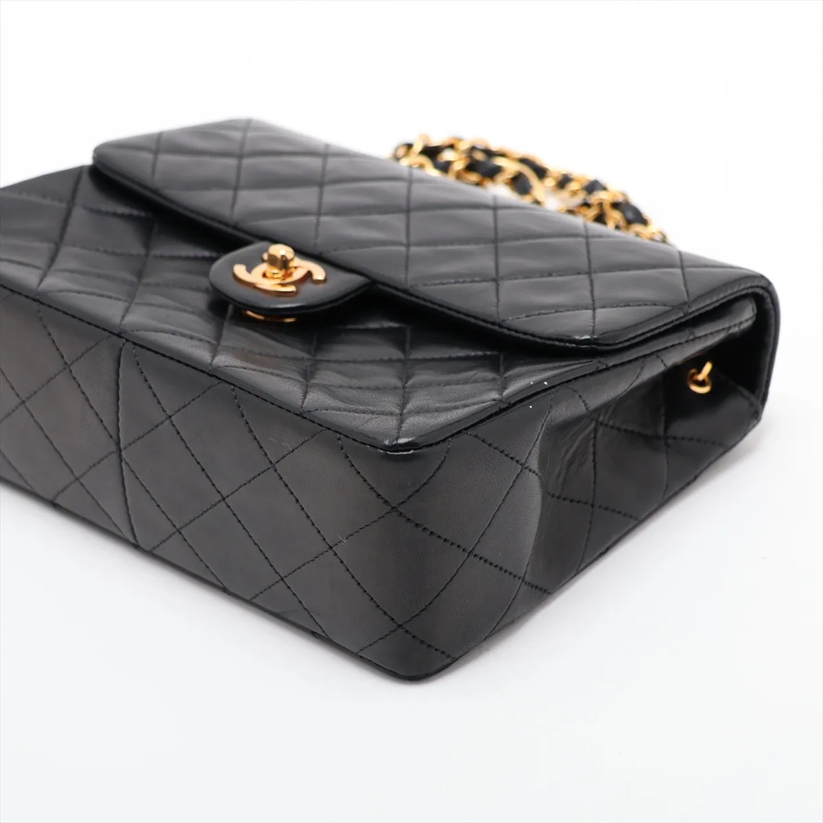 Mini Matelassé 20 Lambskin Single Flap Single Chain Bag, Black with Gold Hardware, Item Number 1414165, Series 1 — view 3