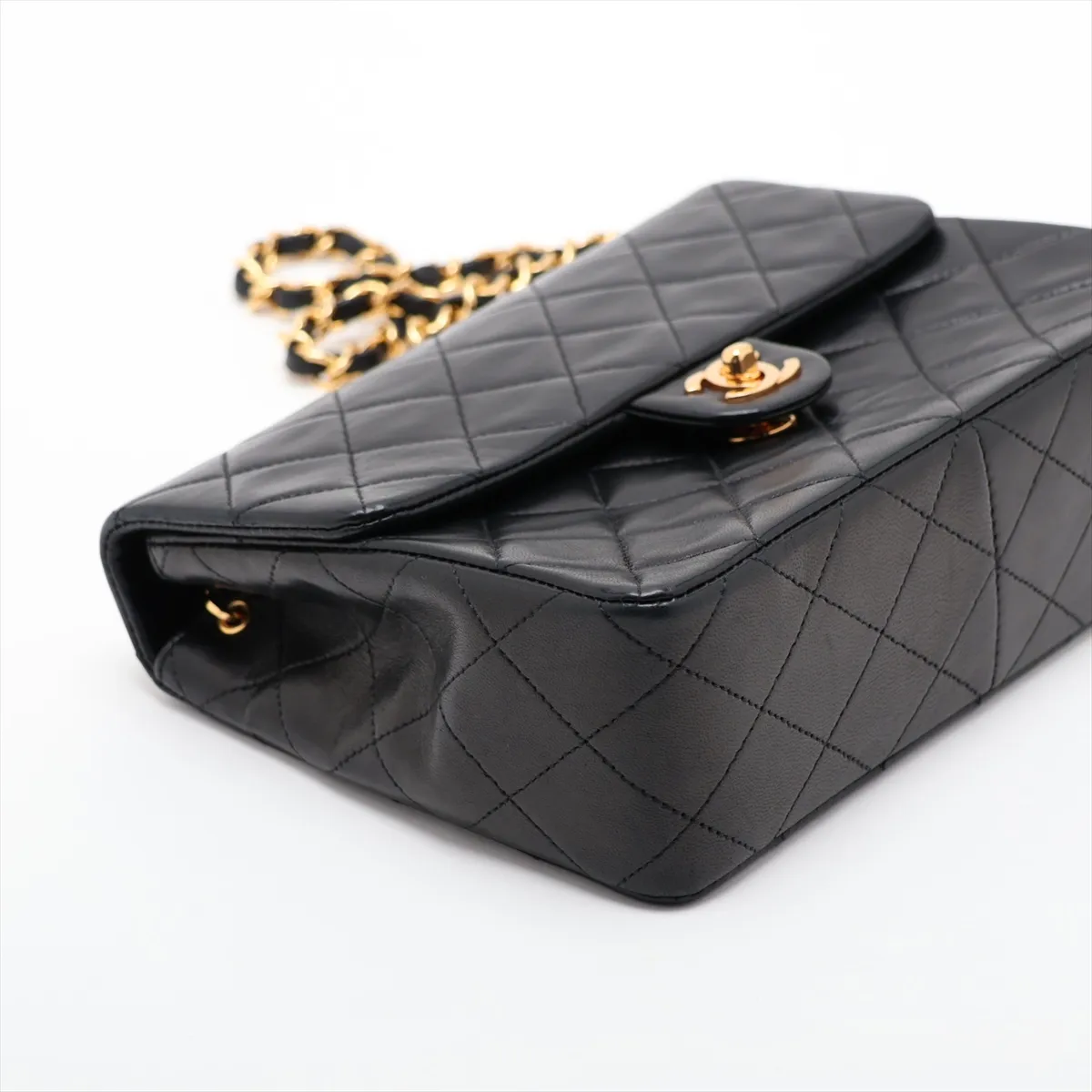 Mini Matelassé 20 Lambskin Single Flap Single Chain Bag, Black with Gold Hardware, Item Number 1414165, Series 1 — view 4