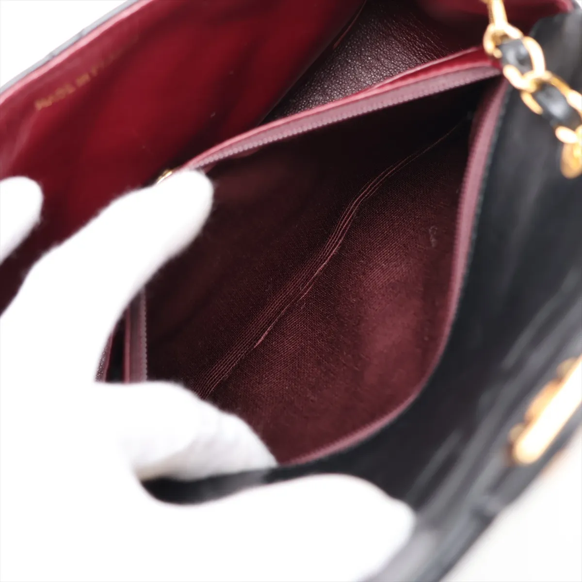Mini Matelassé 20 Lambskin Single Flap Single Chain Bag, Black with Gold Hardware, Item Number 1414165, Series 1 — view 7