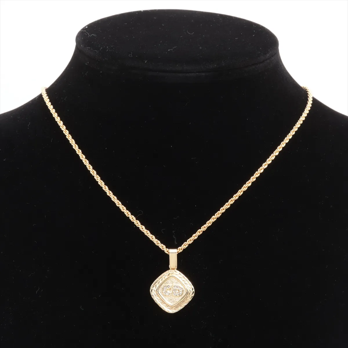 CD Logo Necklace GP x Rhinestone Gold — view 5