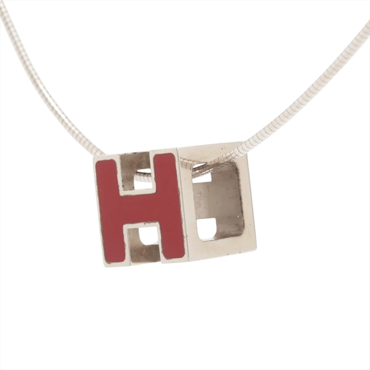 Cage de Ash H Cube Necklace GP x 925 Red x Silver