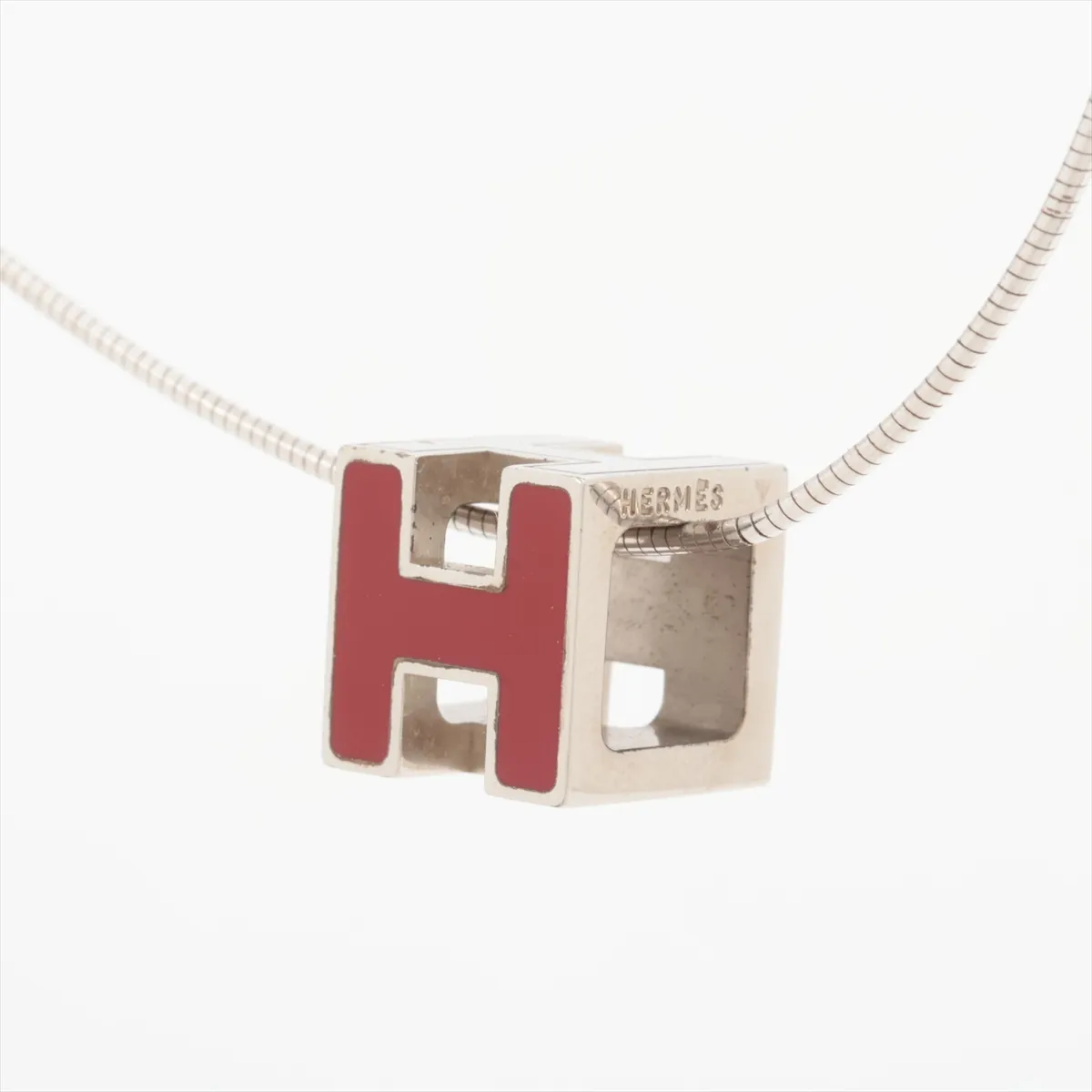 Cage de Ash H Cube Necklace GP x 925 Red x Silver — view 2