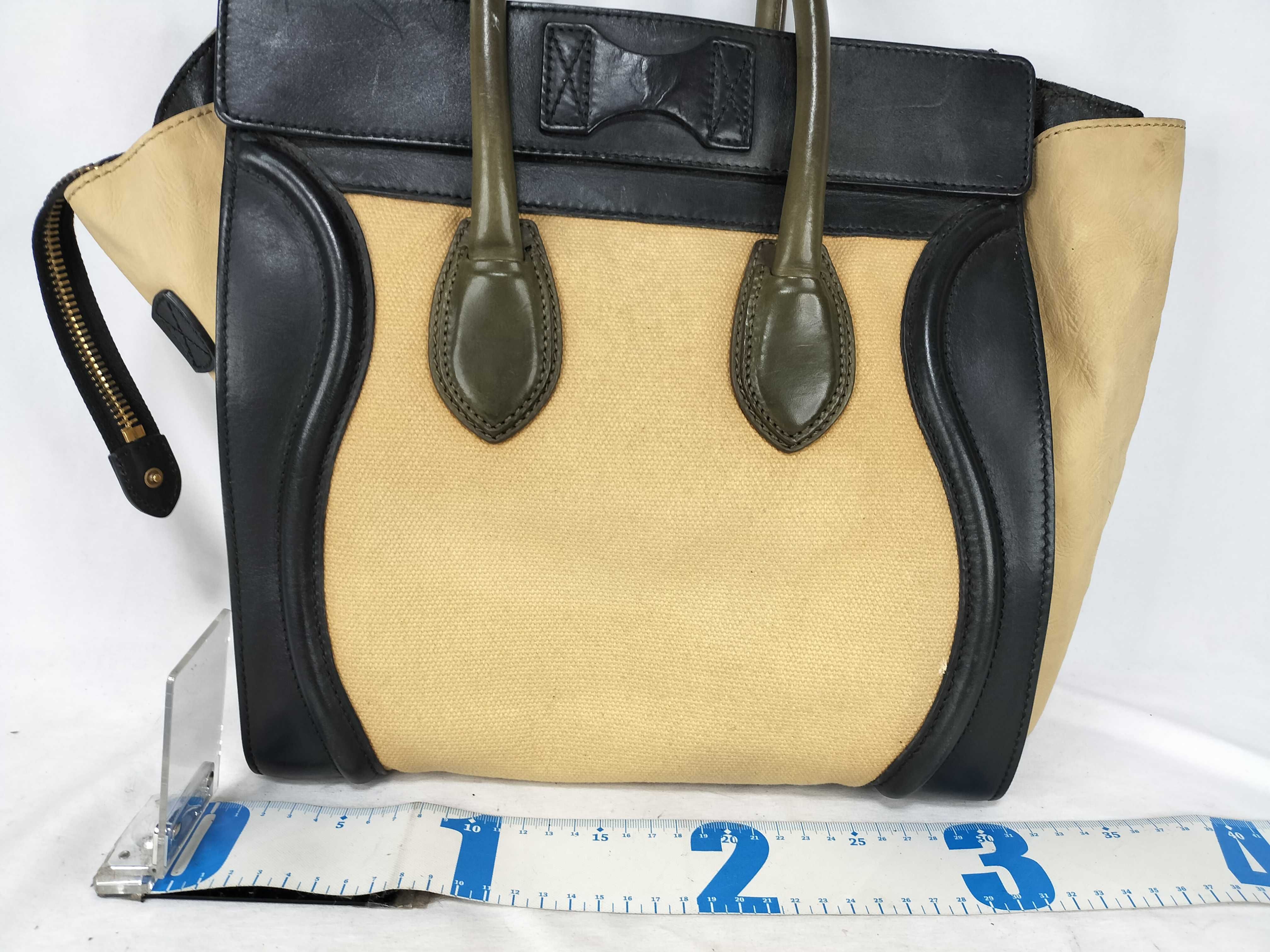 Luggage Mini Shopper Black x Khaki Handbag — view 2