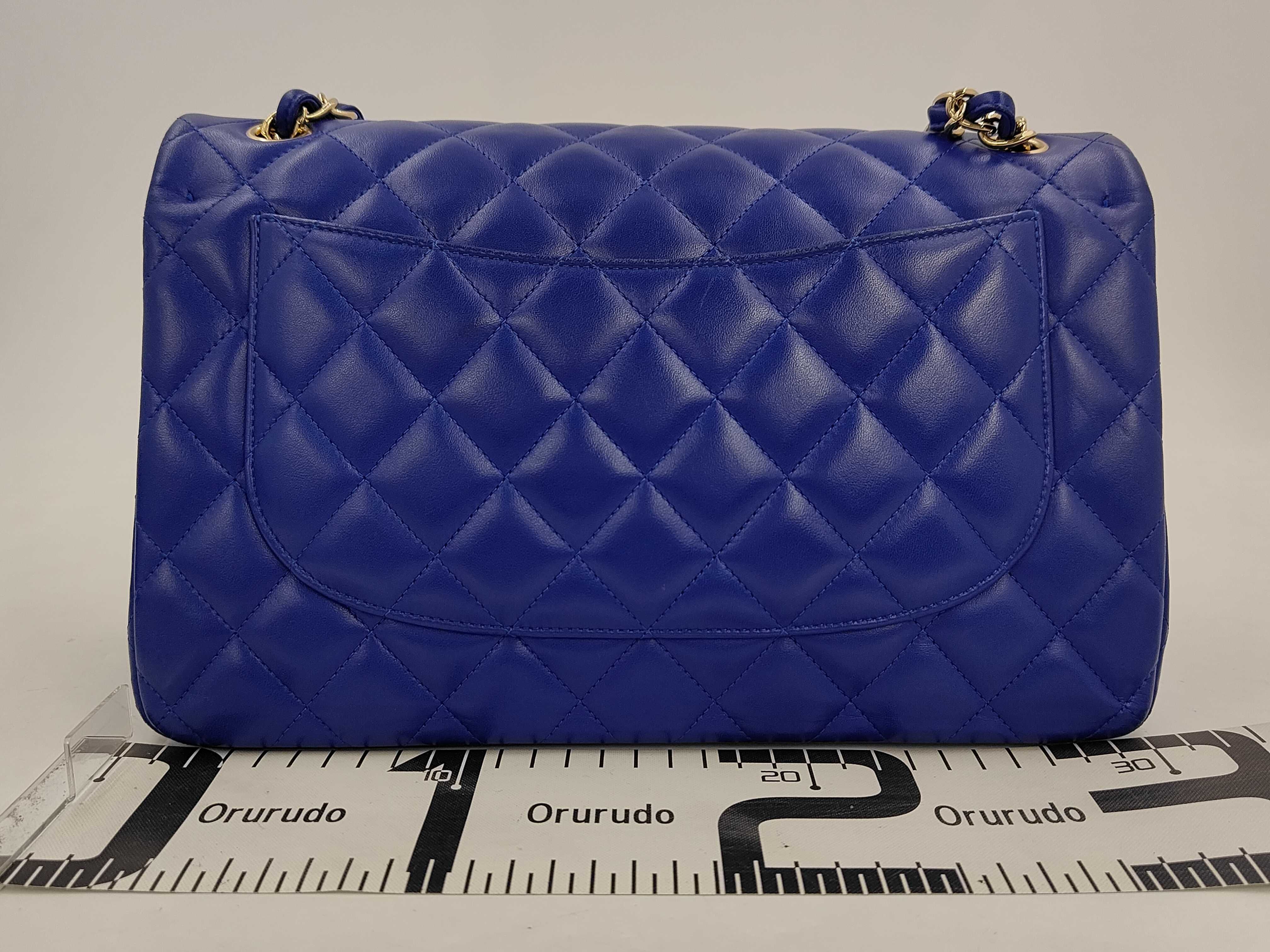 BAG LAMBSKIN A58600 DOUBLE FLAP 30 CM JUMBO NAVY GHW NO. 24 W — view 2