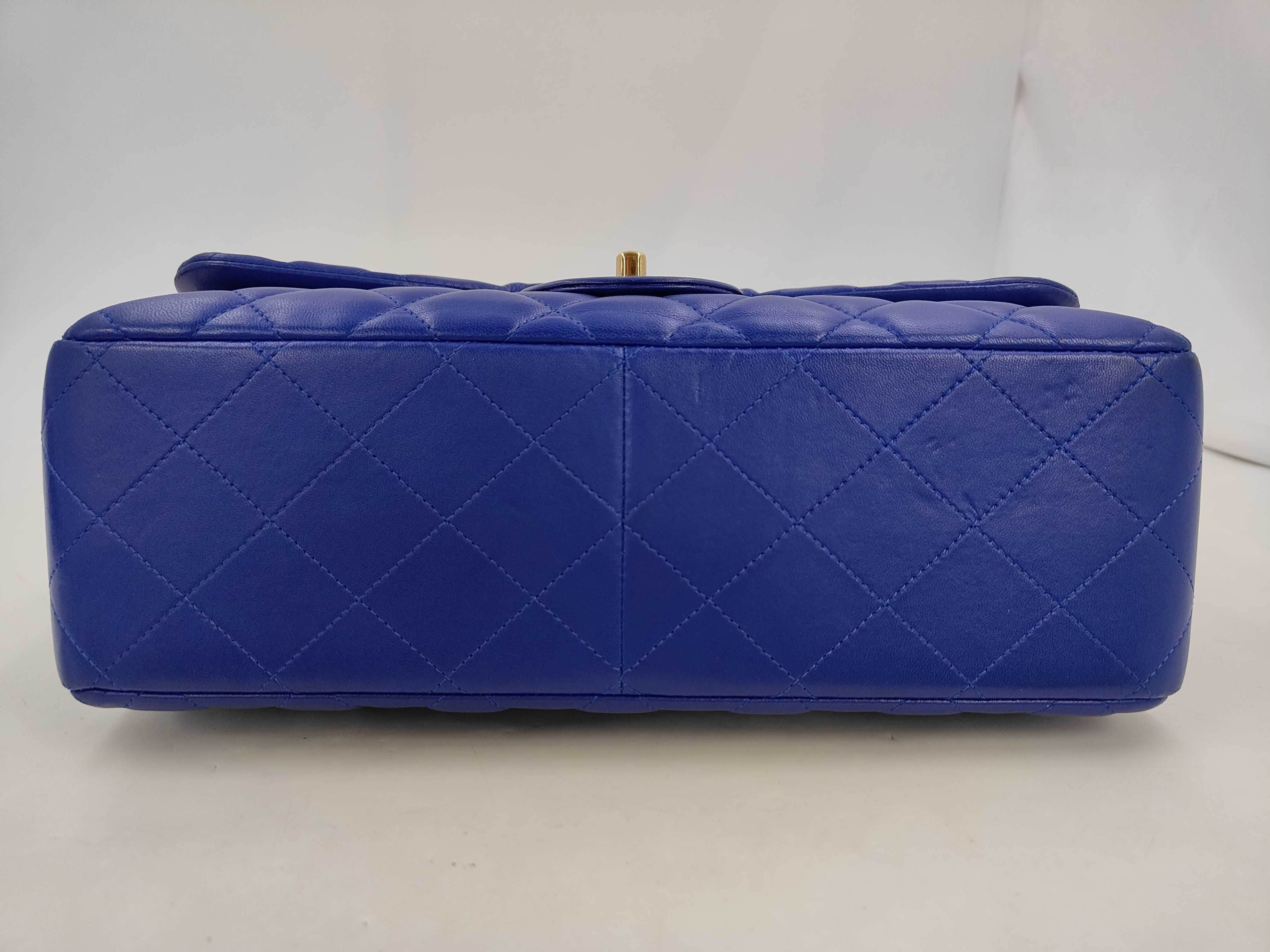 BAG LAMBSKIN A58600 DOUBLE FLAP 30 CM JUMBO NAVY GHW NO. 24 W — view 3